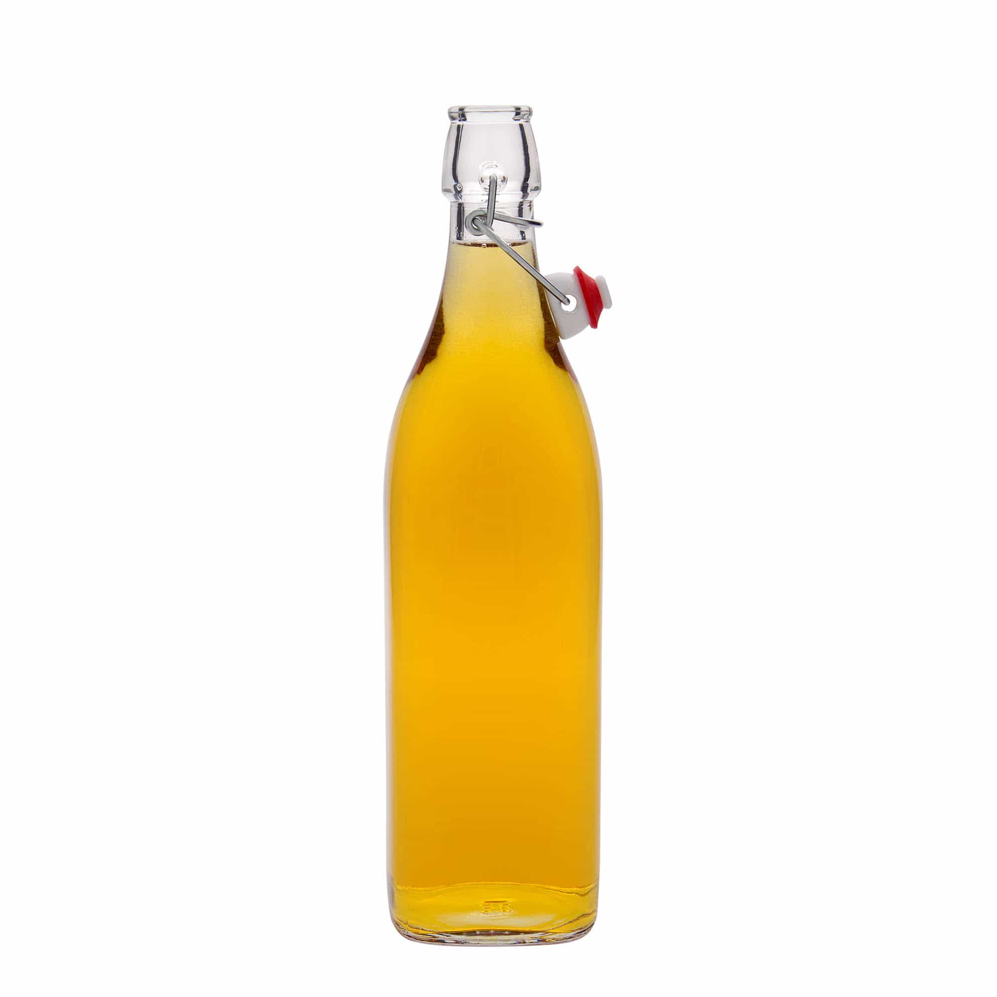 Bouteille en verre 1 000 ml 'Swing', carrée, bouchage: bouchon mécanique