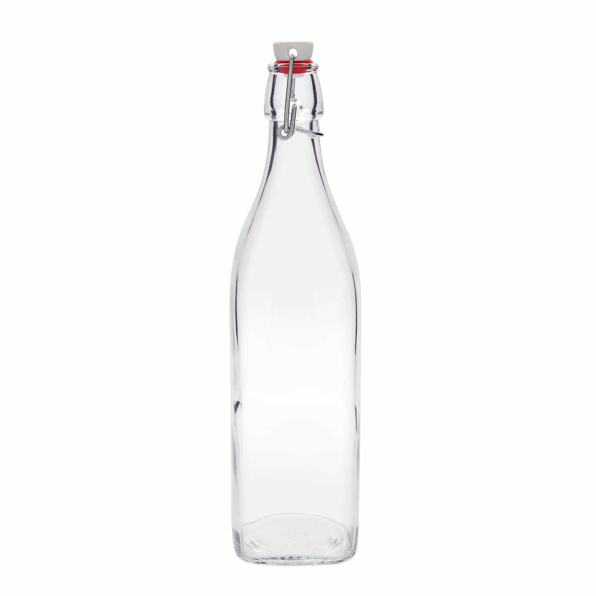 Bouteille en verre 1 000 ml 'Swing', carrée, bouchage: bouchon mécanique