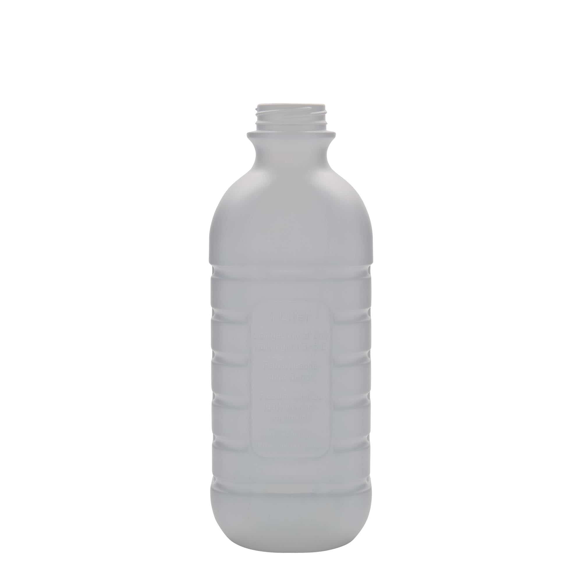 Bouteille de lait 1 000 ml, rectangulaire, plastique PEHD, blanc, bouchage: PEHD40