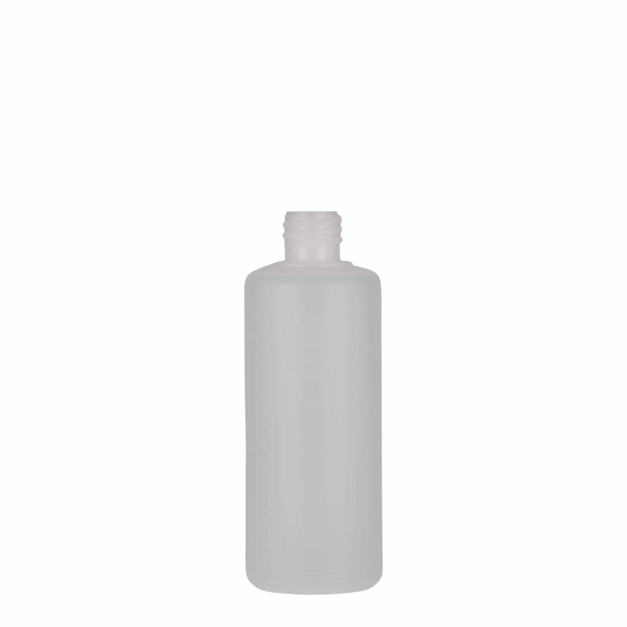 Bouteille ronde 100 ml, plastique PE, nature, bouchage: Bougage à vis