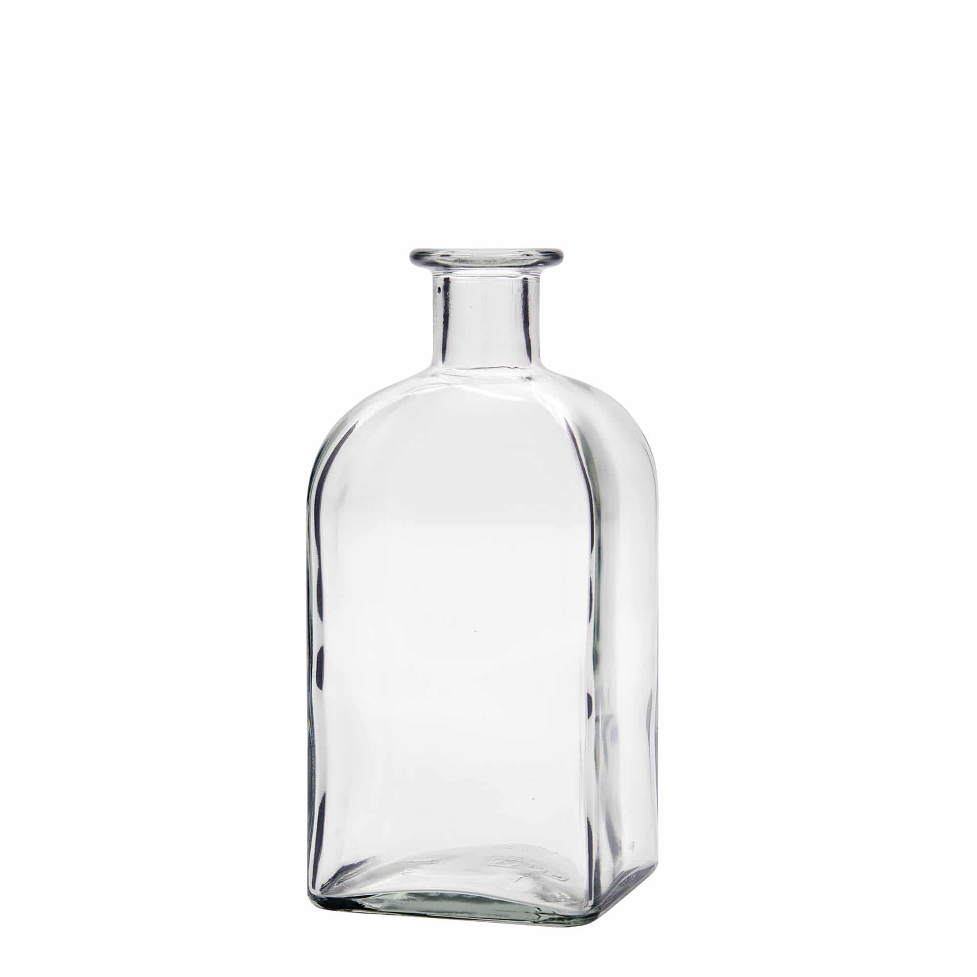 Bouteille en verre apothicaire 'Carré', carrée 500 ml, bouchage: bouchon