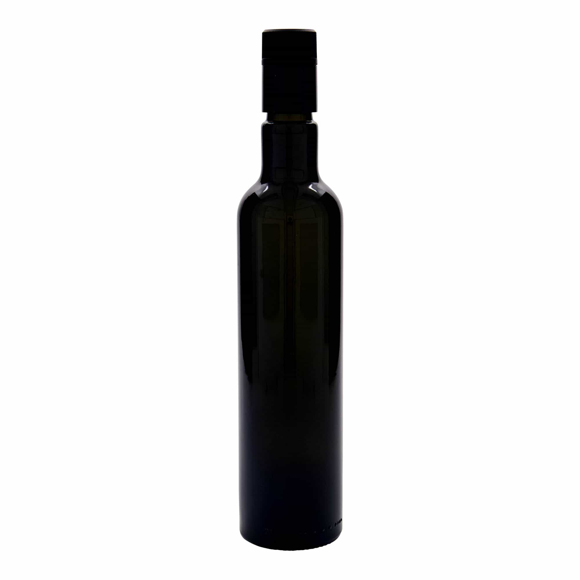 Bouteille de vinaigre / d’huile 500 ml 'Willy New', verre, vert antique, bouchage: DOP