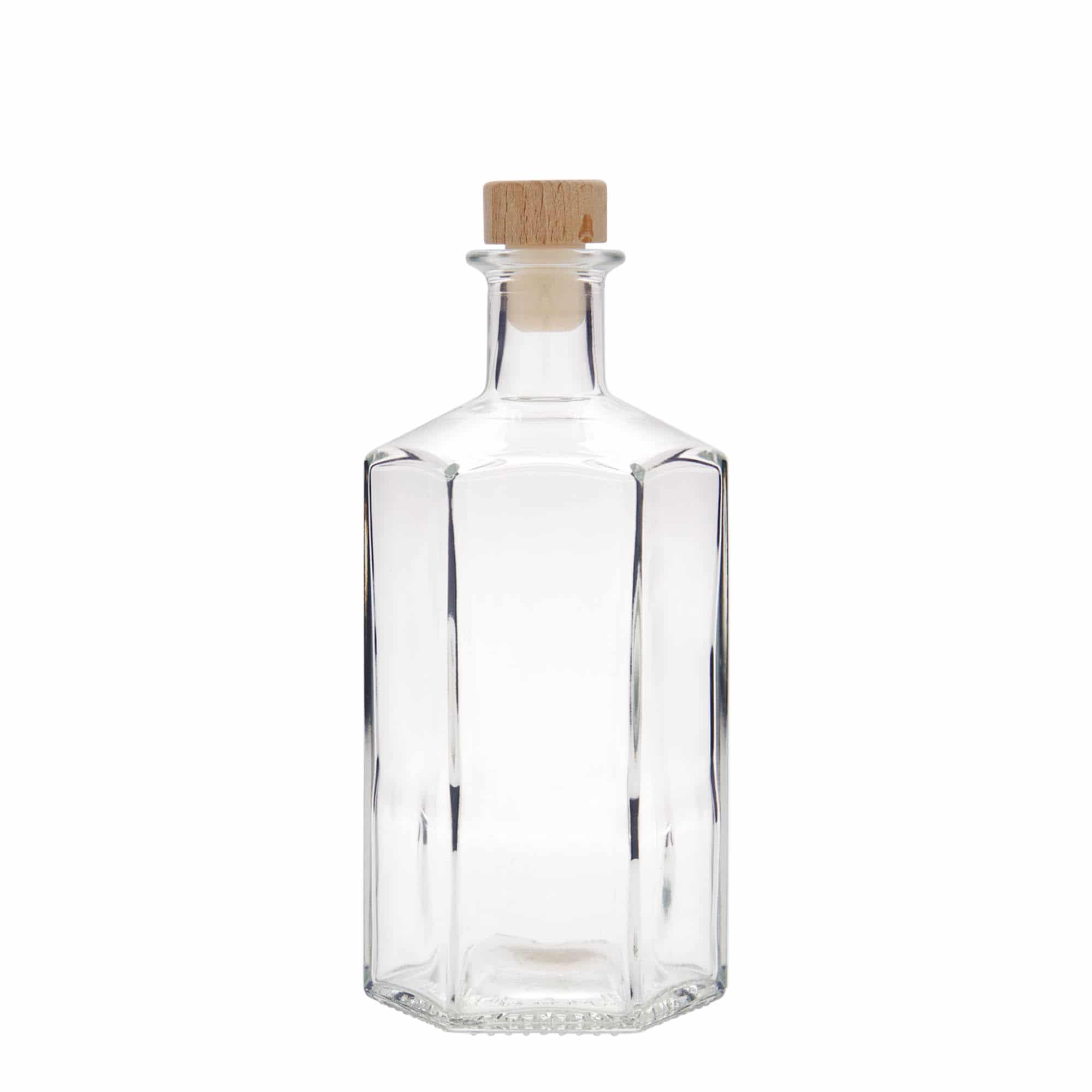 Bouteille en verre apothicaire 500 ml 'Jimmy', hexagonale, bouchage: bouchon