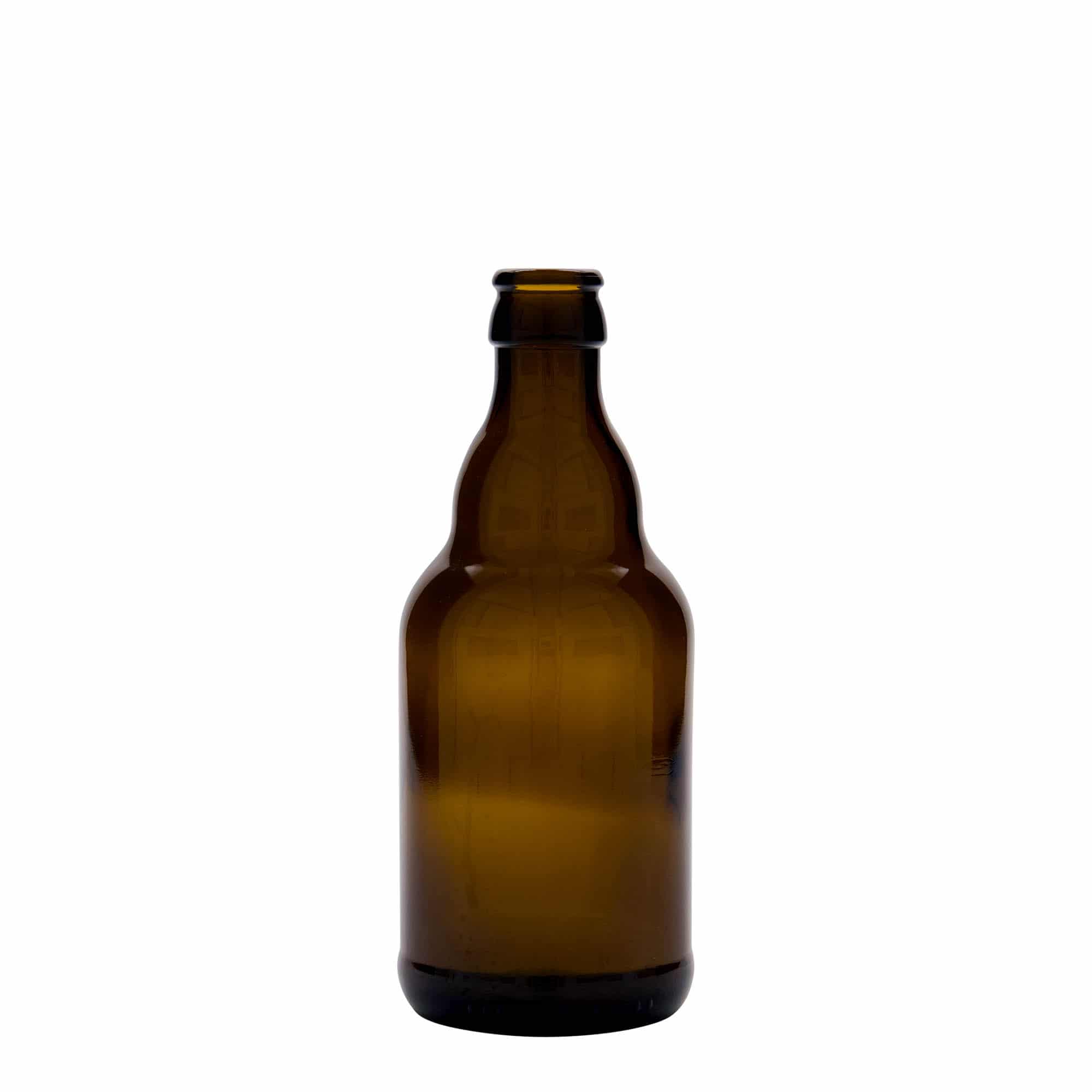 Bouteille de bière 330 ml 'Steinie', verre, marron, bouchage: capsules couronnes
