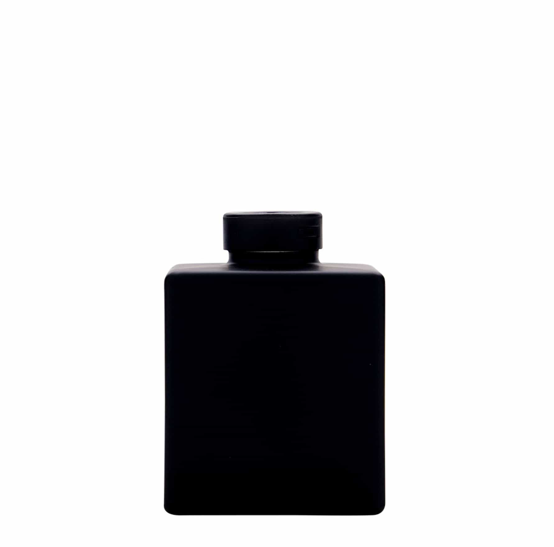 Bouteille en verre 500 ml 'Cube', carrée, noire, bouchage: bouchon