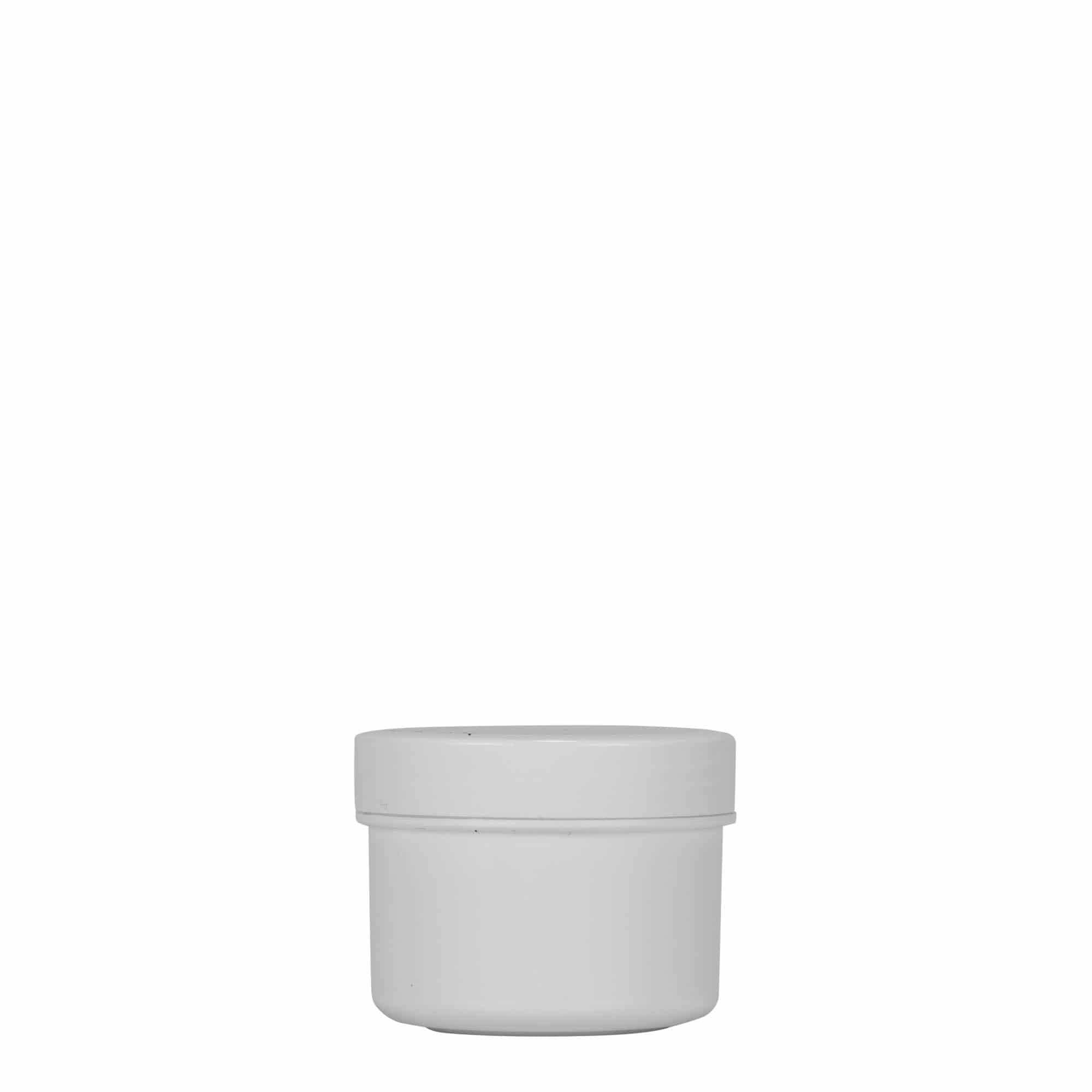 Boîte en plastique 35 ml 'White Line', PP, blanche, bouchage: Bougage à vis