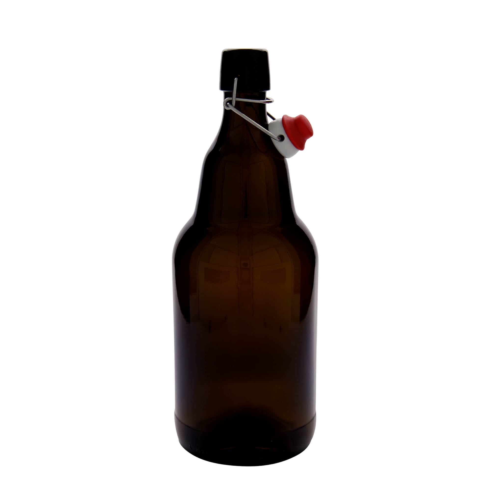 Bouteille de bière 2 000 ml, verre, marron, bouchage: bouchon mécanique