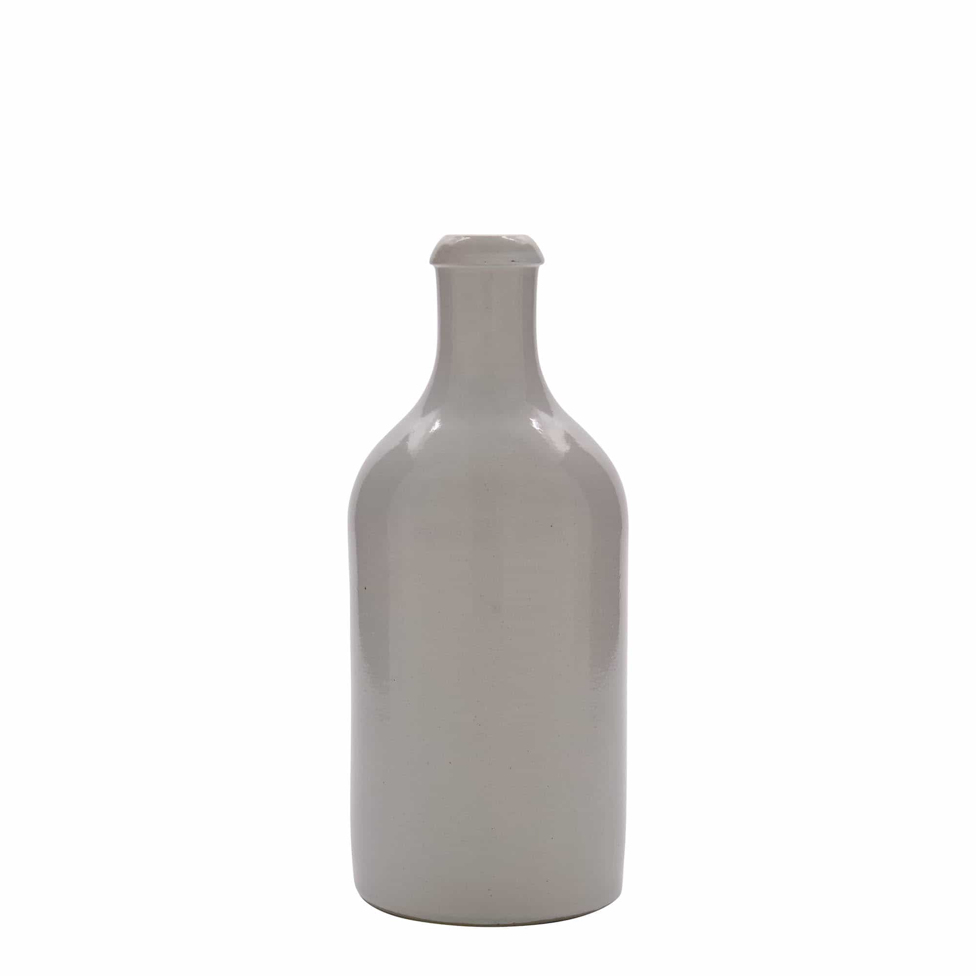 Chope en terre cuite 500 ml, grès, blanc, bouchage: bouchon