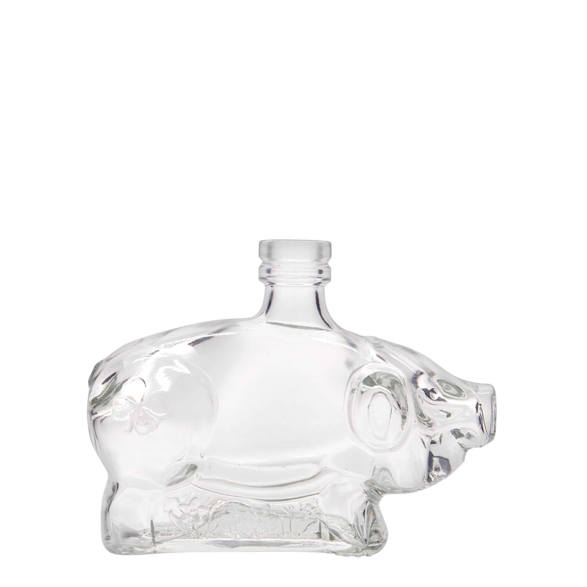 Bouteille en verre 200 ml 'Cochon porte-bonheur', bouchage: bouchon