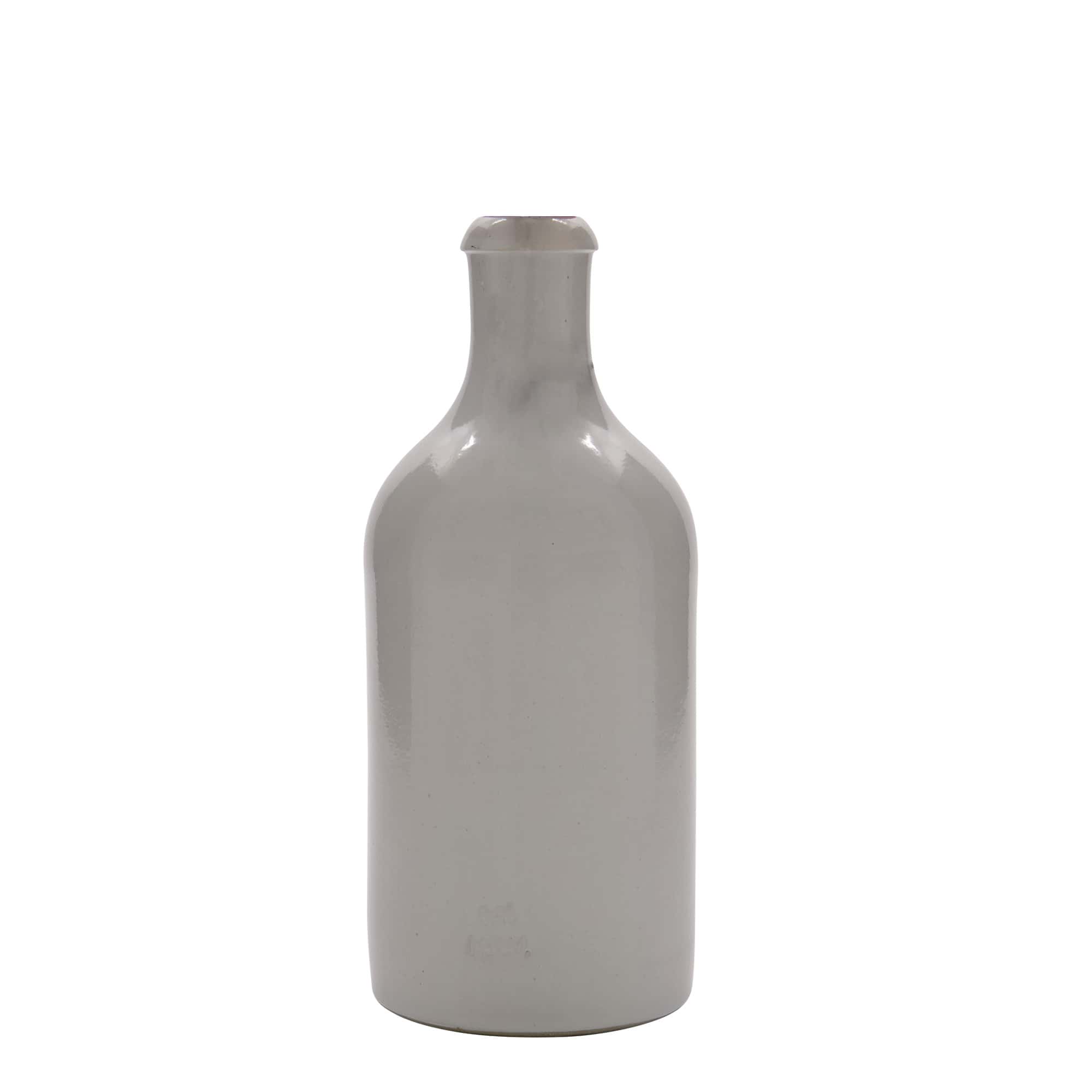 Chope en terre cuite 500 ml, grès, blanc, bouchage: bouchon mécanique