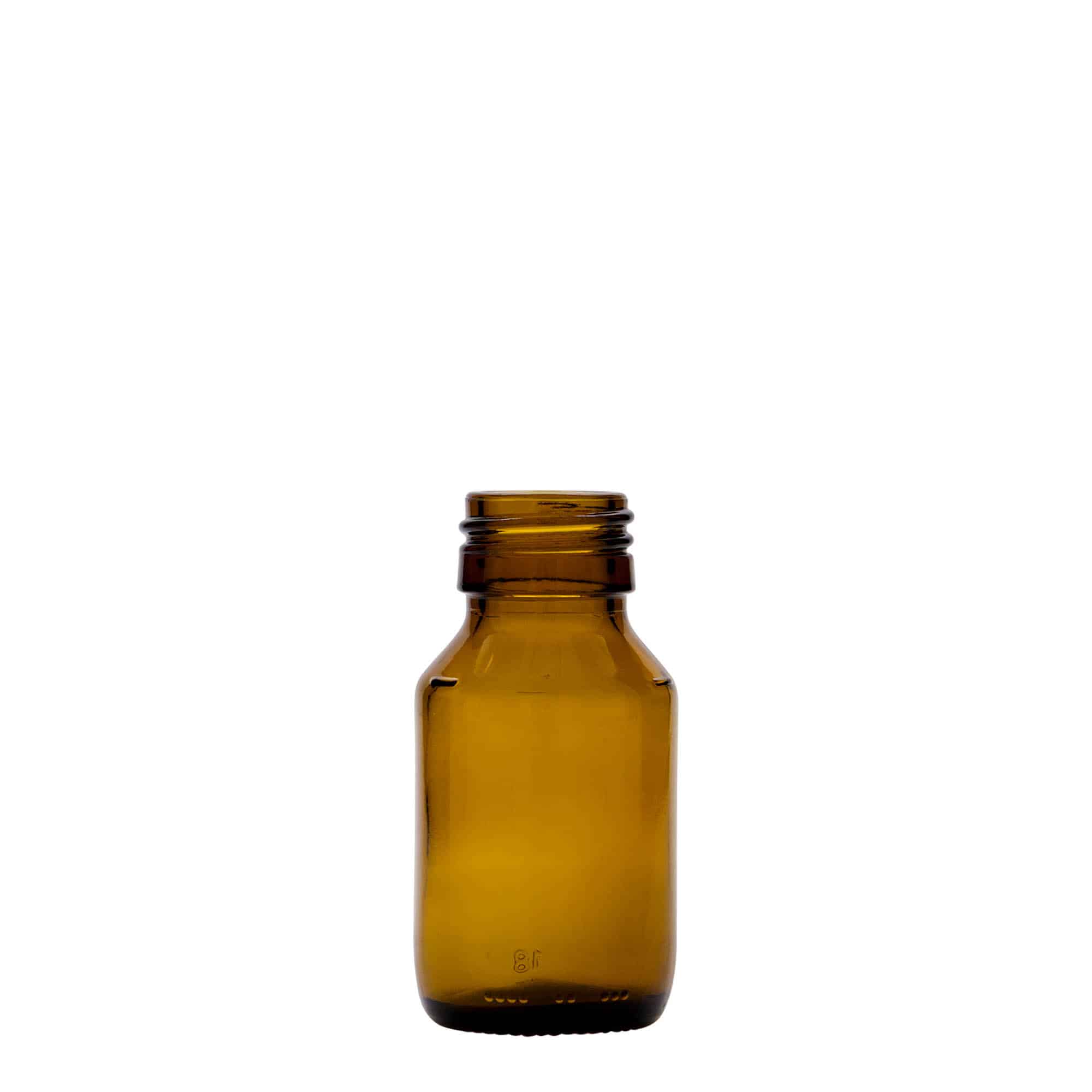 Flacon pharmaceutique 50 ml, brun, verre, bouchage: PP 28