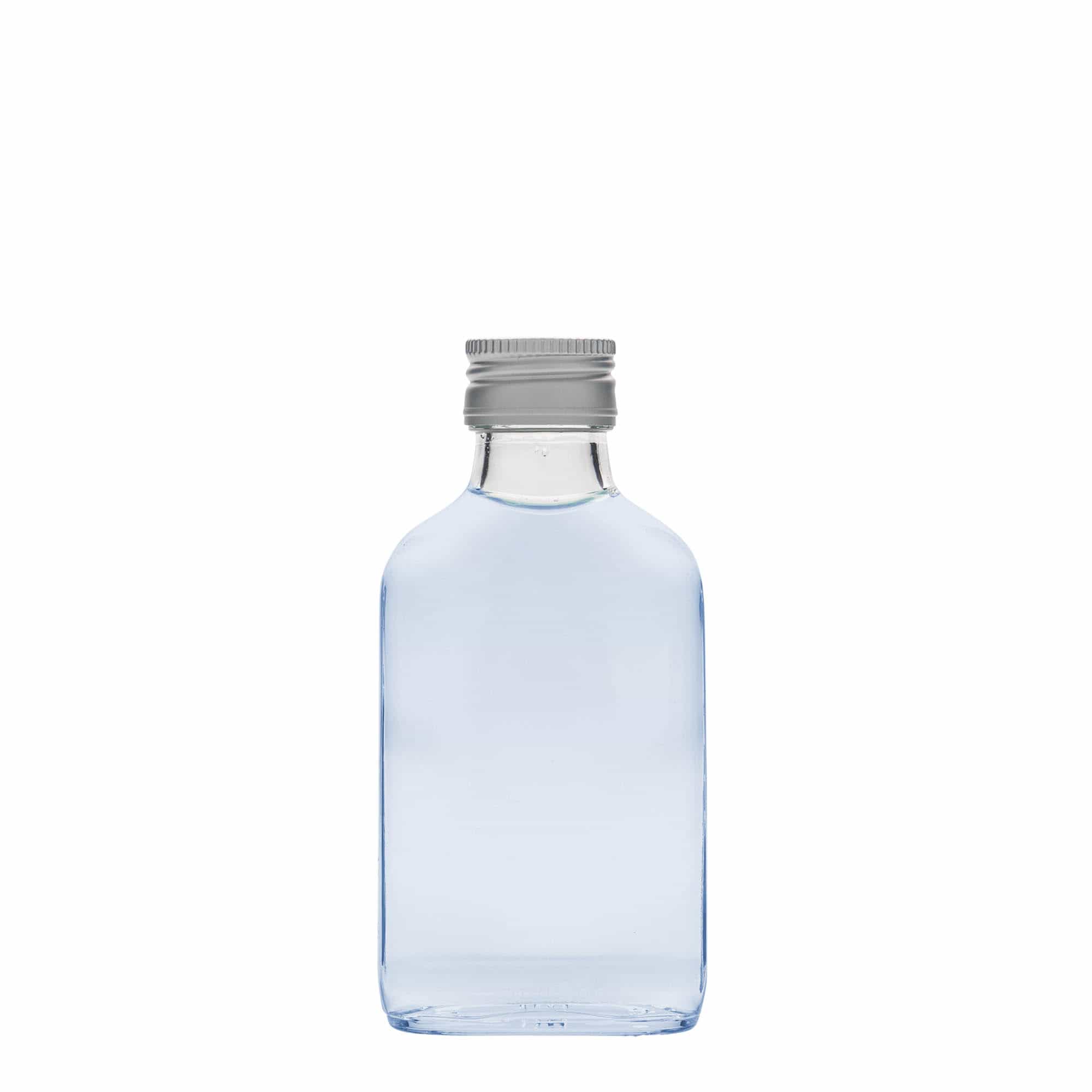 Flasque 100 ml, rectangulaire, verre, bouchage: PP 28