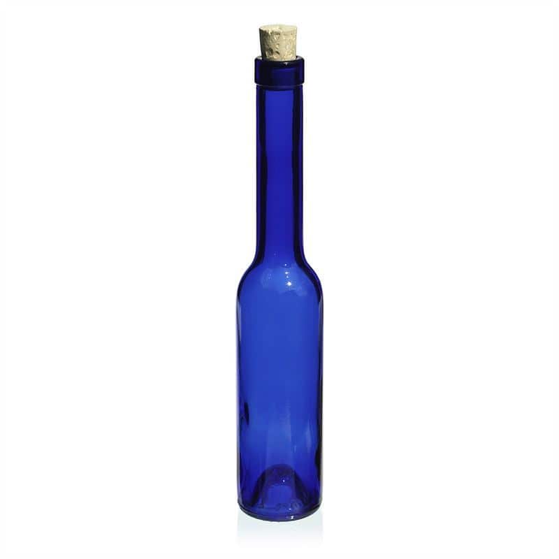 Bouteille en verre 200 ml 'Opera', bleue, bouchage: bouchon