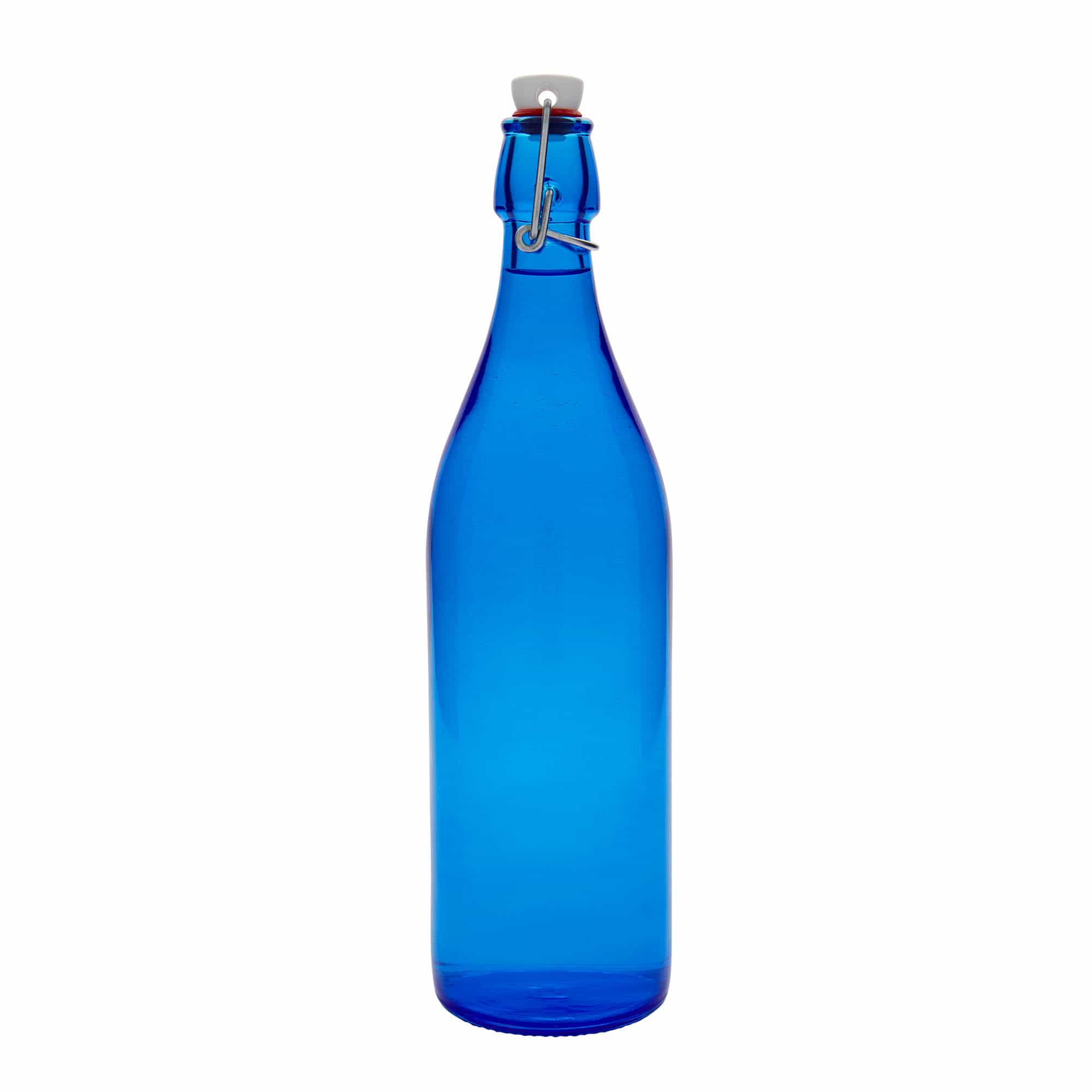 Bouteille en verre 1 000 ml 'Giara', bleue, bouchage: bouchon mécanique