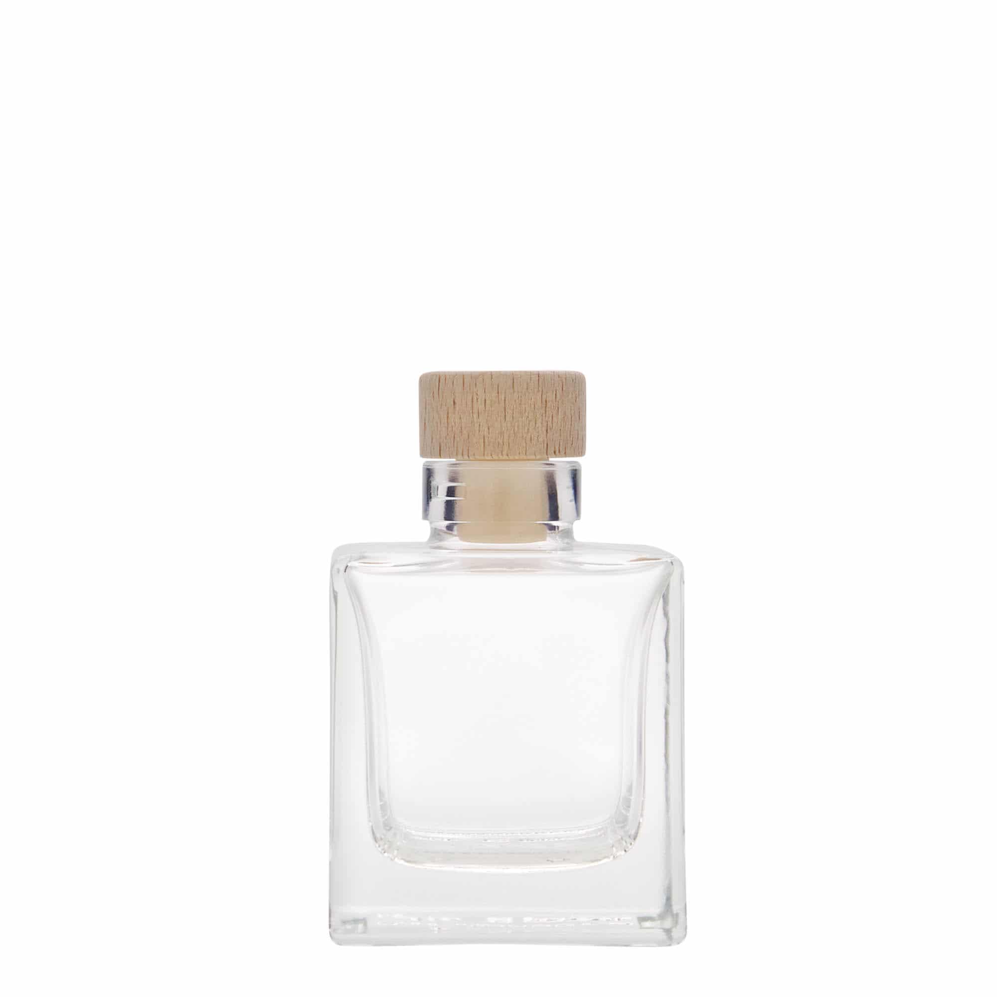 Bouteille en verre 100 ml 'Cube', carrée, bouchage: bouchon