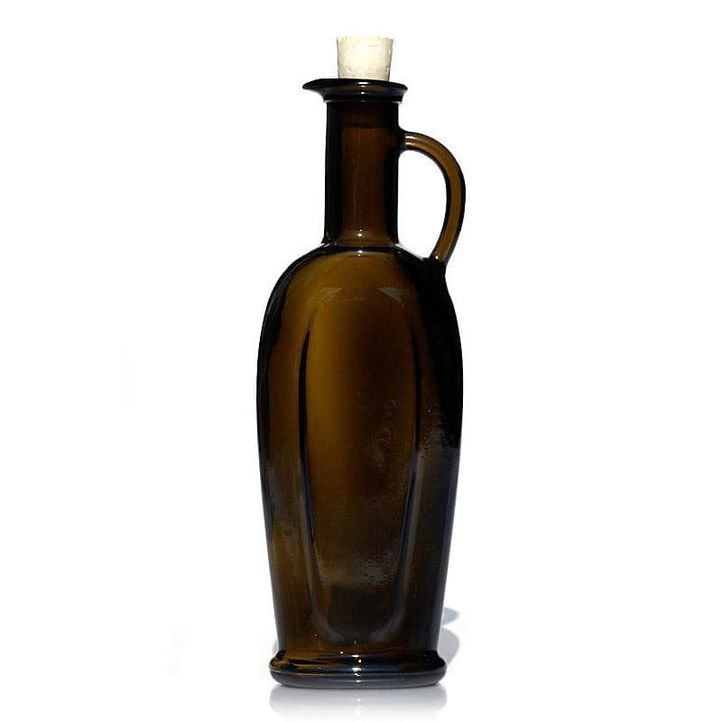 Bouteille en verre 250 ml 'Eleganta', ovale, vert antique, bouchage: bouchon