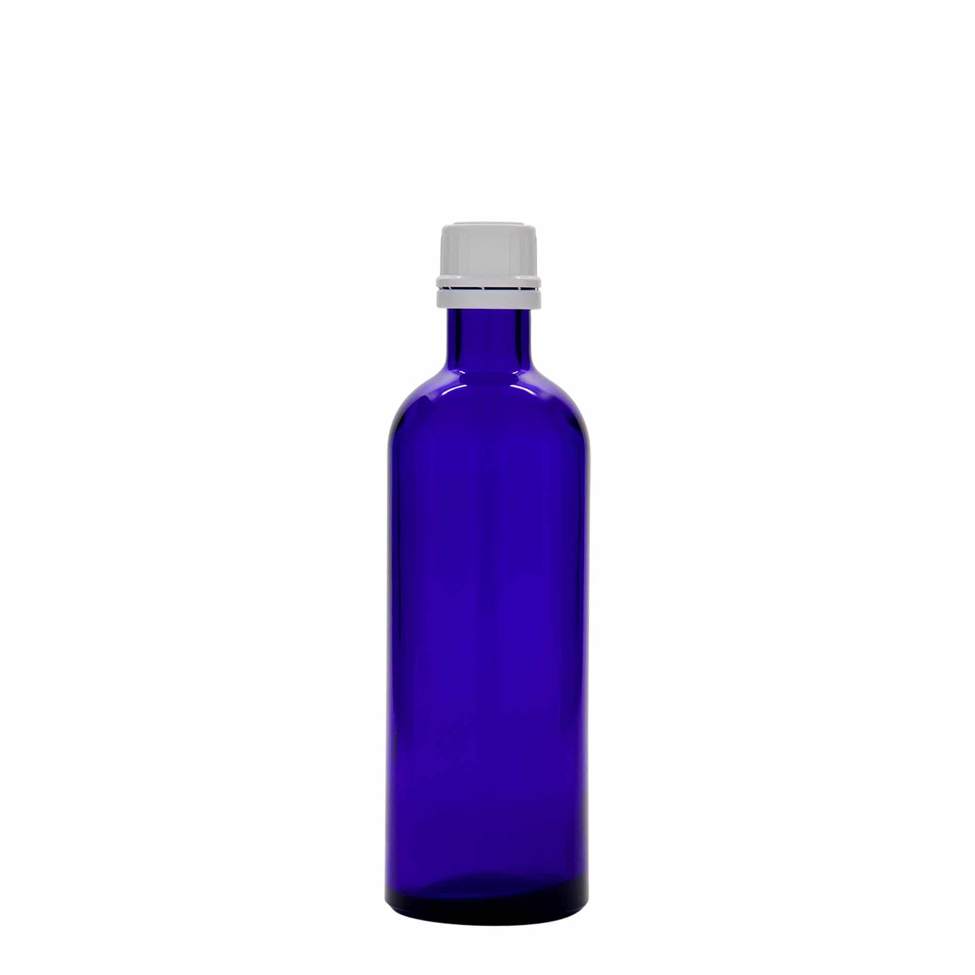 Flacon pharmaceutique 200 ml , verre, bleu roi, bouchage: DIN 22