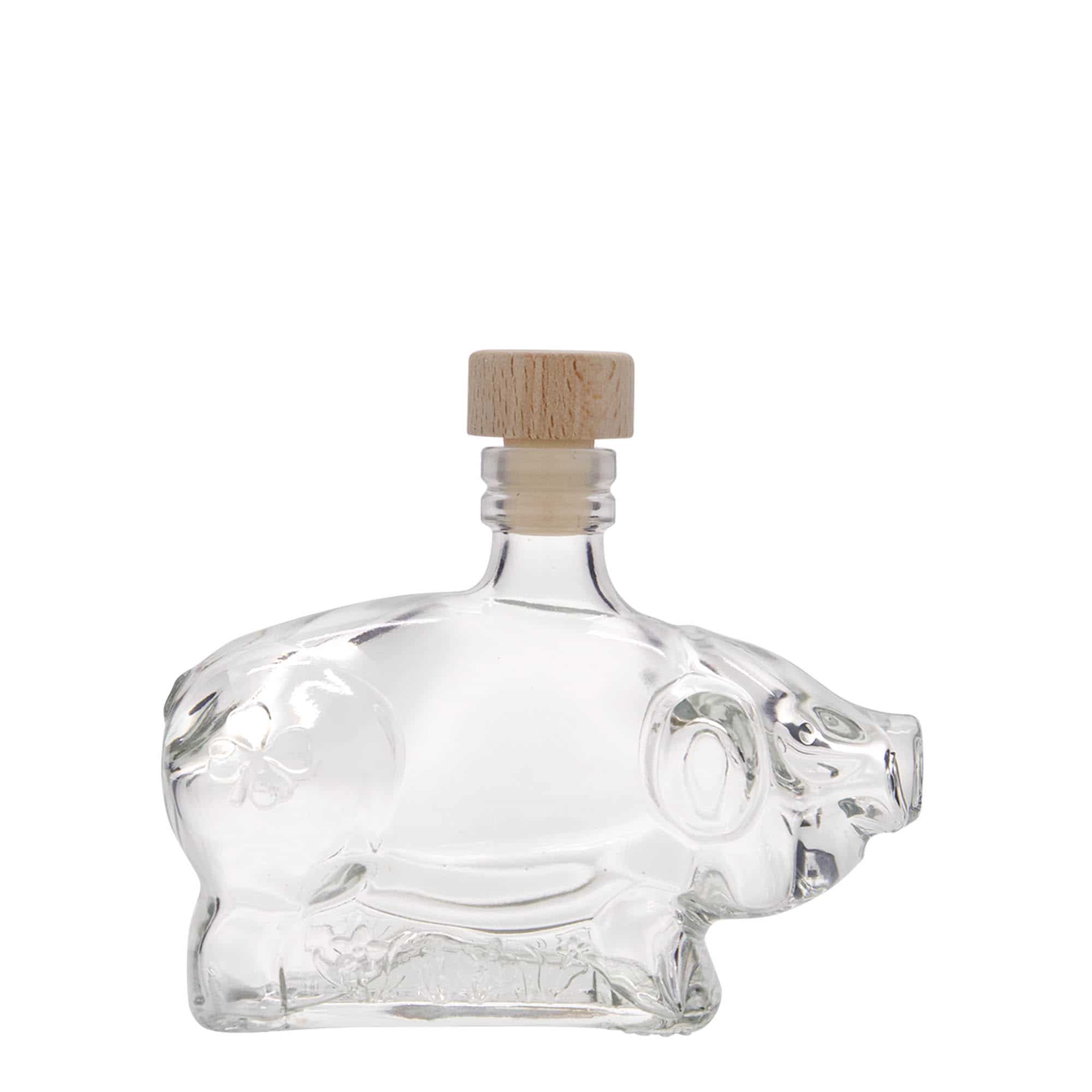 Bouteille en verre 200 ml 'Cochon porte-bonheur', bouchage: bouchon