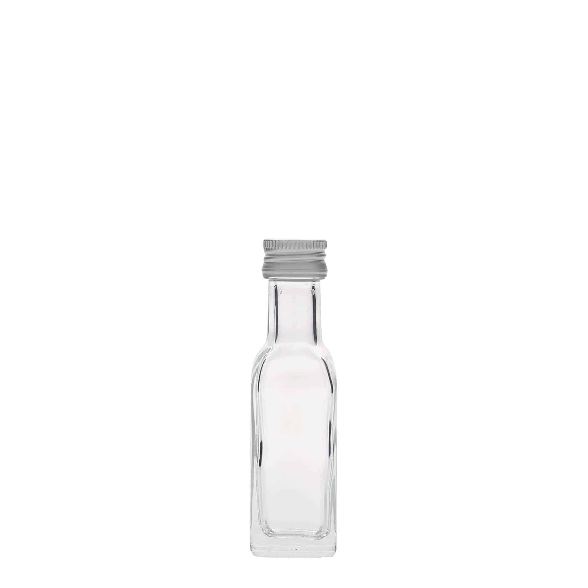 Bouteille en verre 20 ml 'Marasca', carrée, bouchage: PP 18