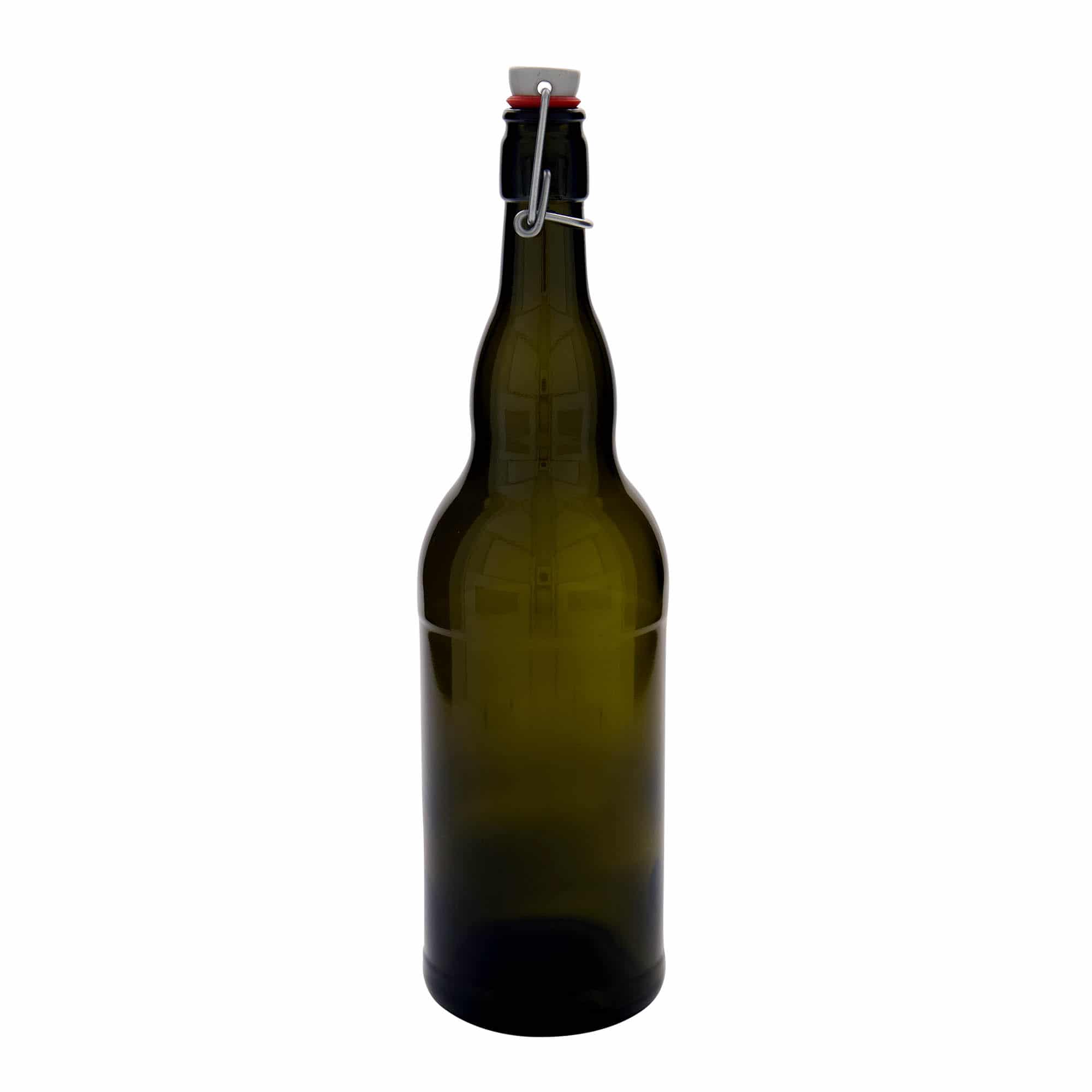 Bouteille de bière Belgique 1 000 ml, verre, vert antique, bouchage: bouchon mécanique