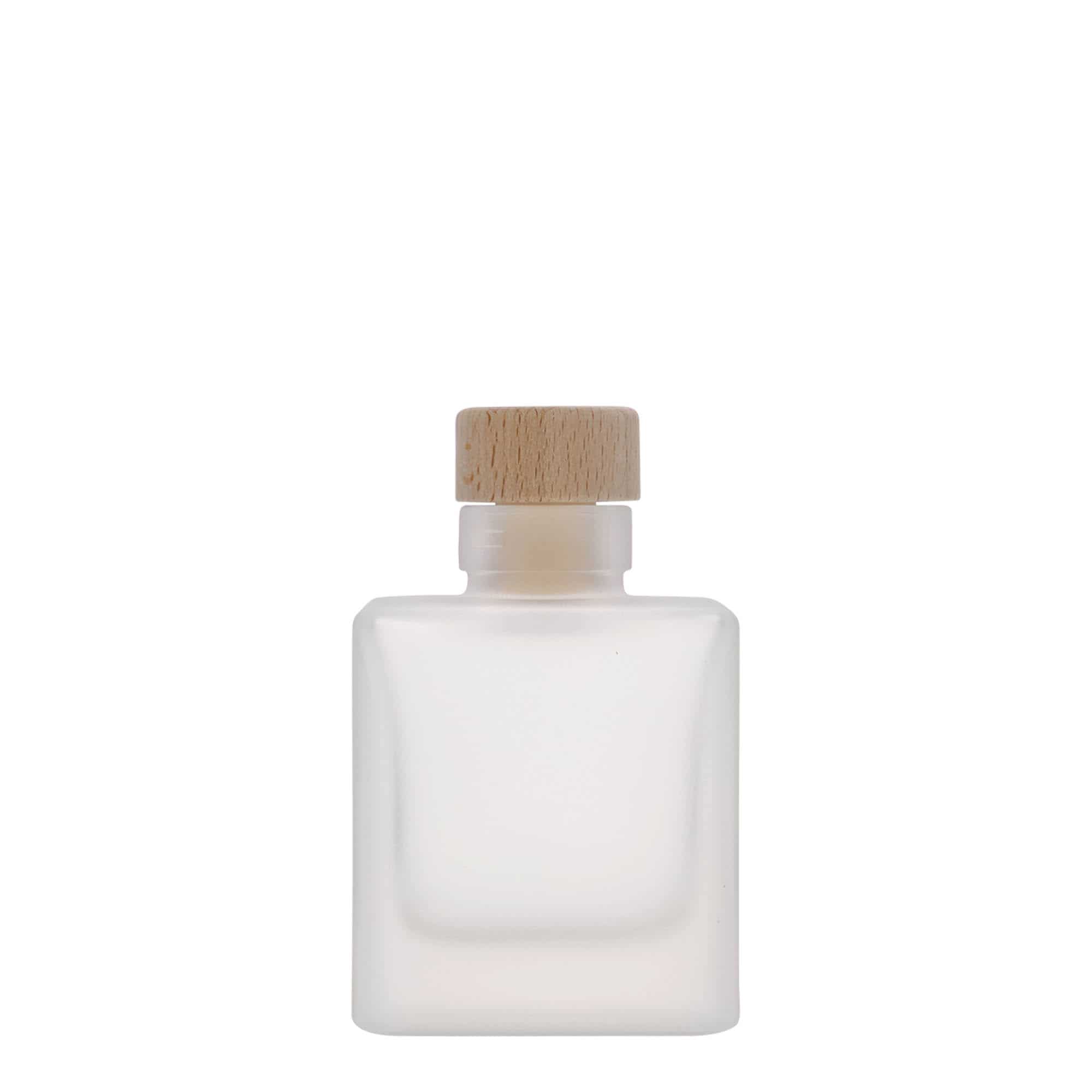 Bouteille en verre 100 ml 'Cube', carrée, glacée, bouchage: bouchon