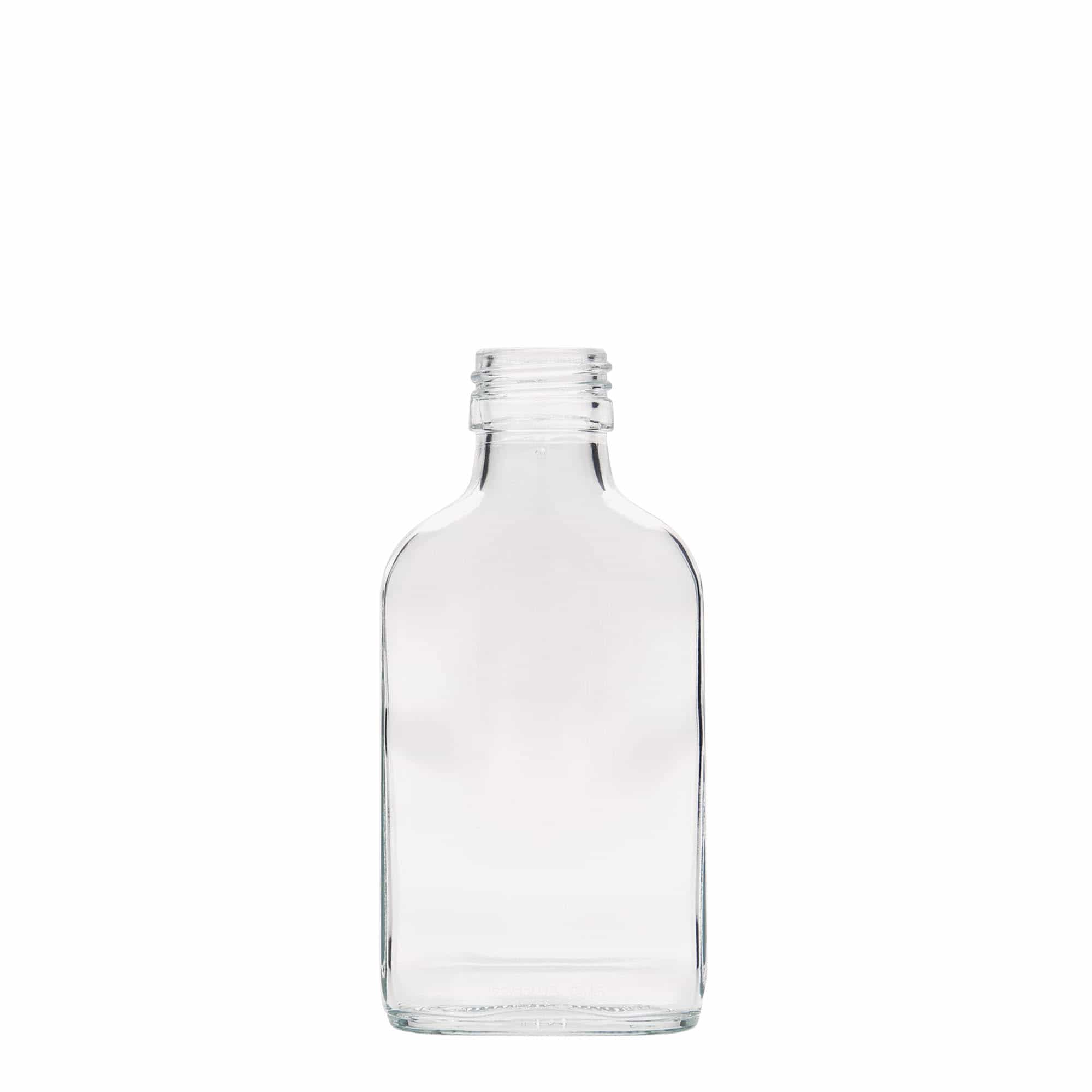 Flasque 100 ml, rectangulaire, verre, bouchage: PP 28
