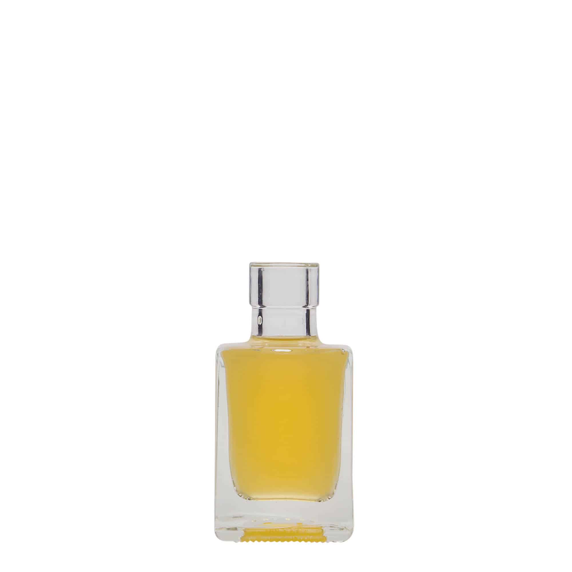 Bouteille en verre 50 ml 'Cube', carrée, bouchage: bouchon