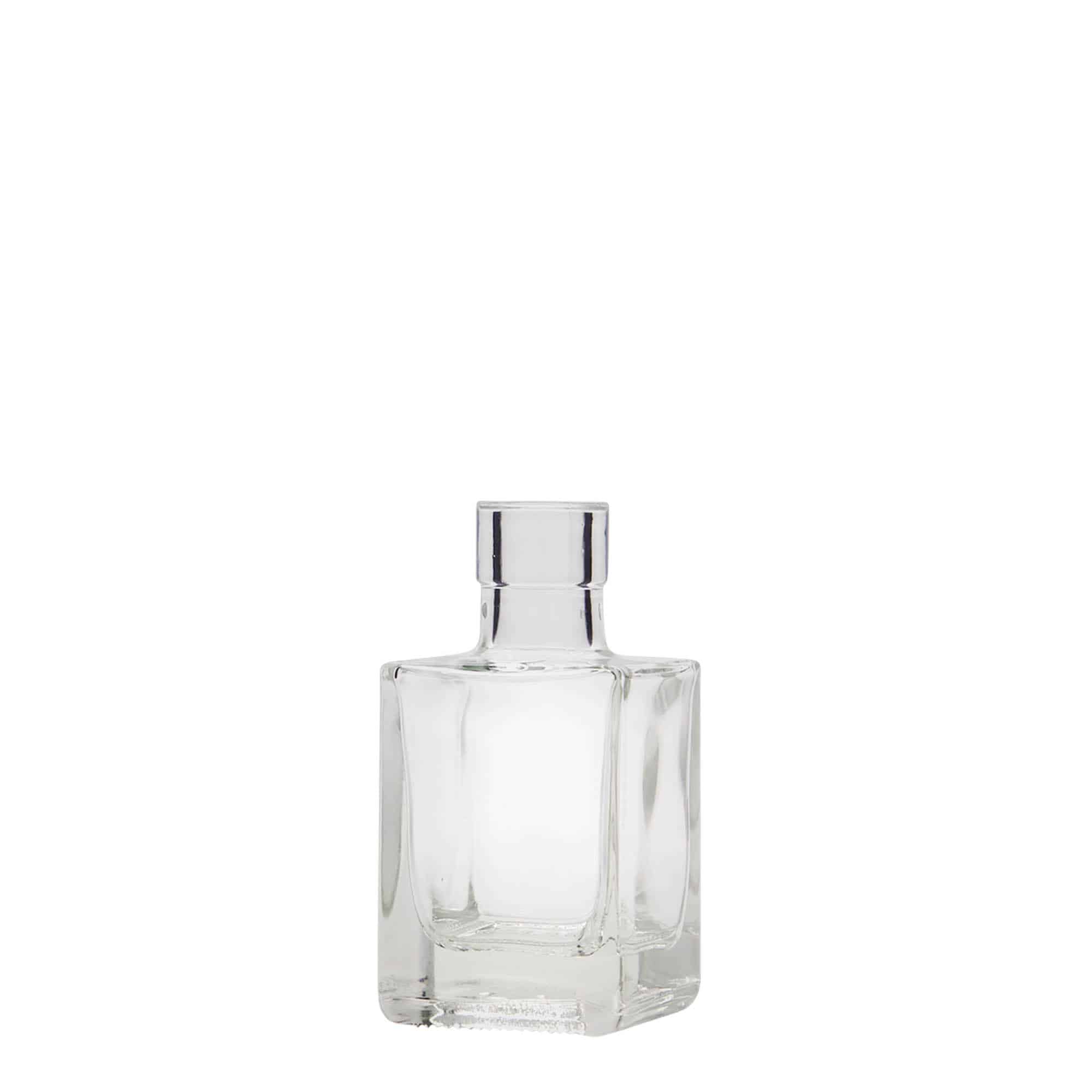 Bouteille en verre 50 ml 'Cube', carrée, bouchage: bouchon