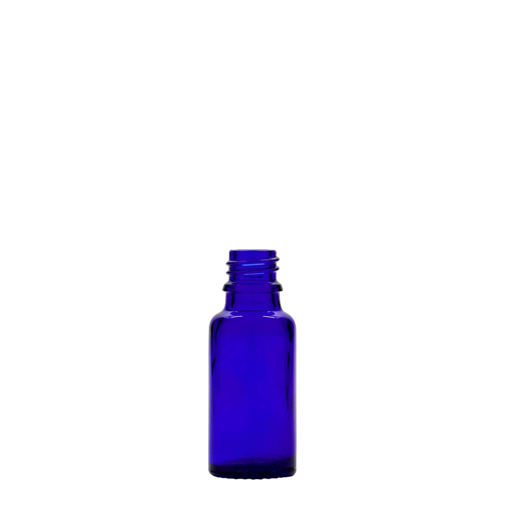 Flacon pharmaceutique 20 ml , verre, bleu roi, bouchage: DIN 18