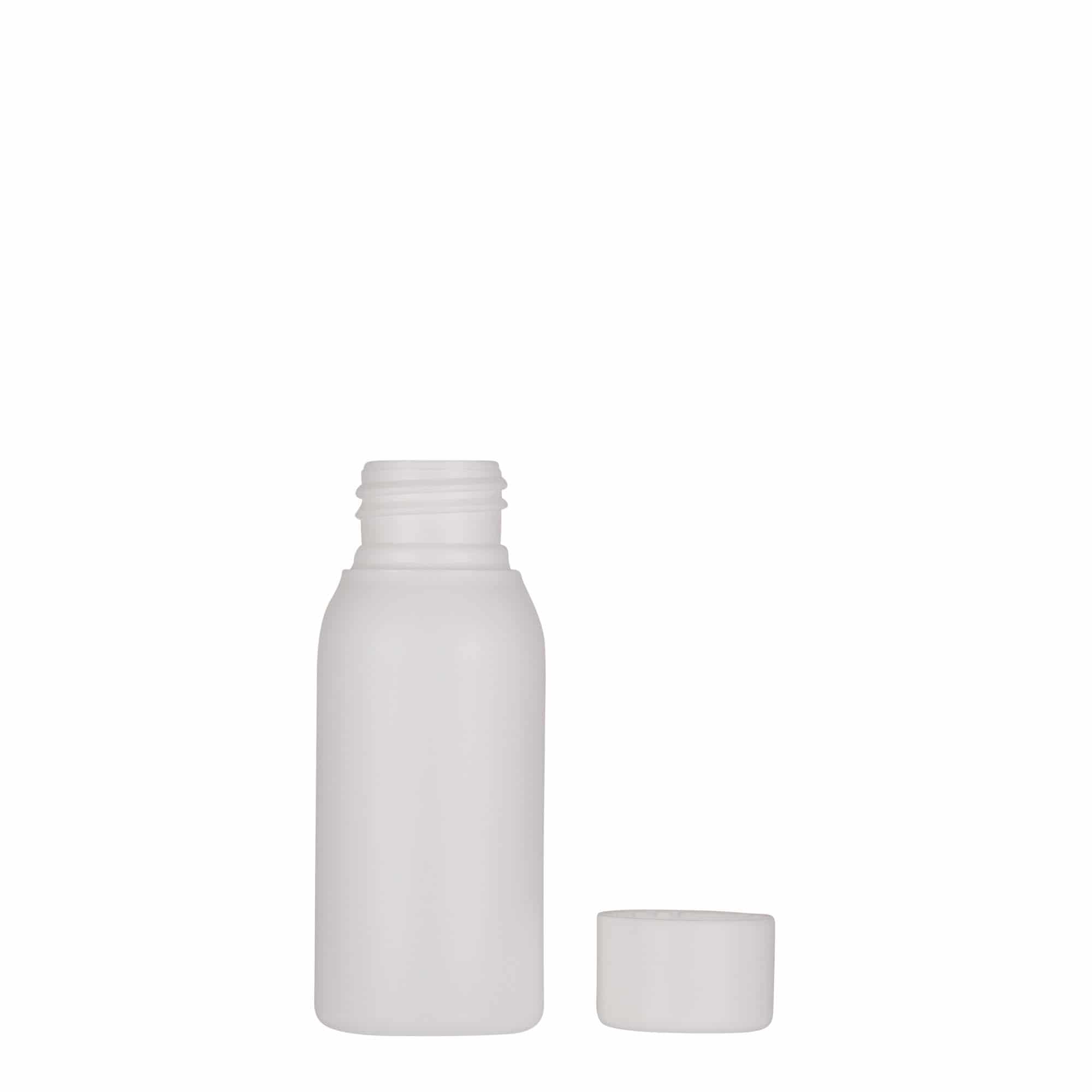 Bouteille en plastique 50 ml 'Tuffy', PEHD, blanche, bouchage: GPI 24/410