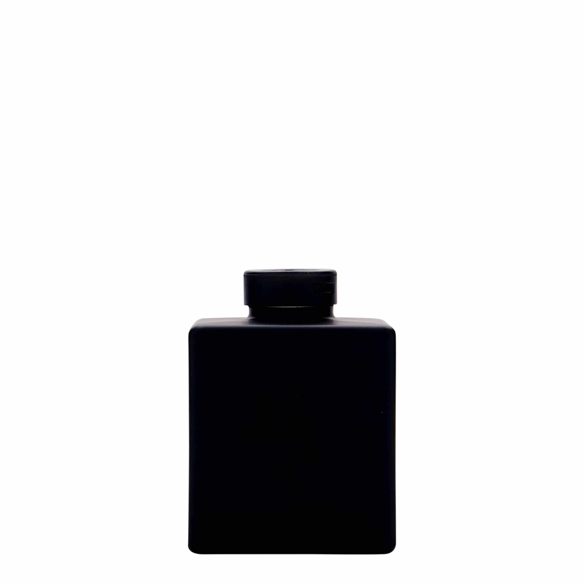 Bouteille en verre 100 ml 'Cube', carrée, noire, bouchage: bouchon