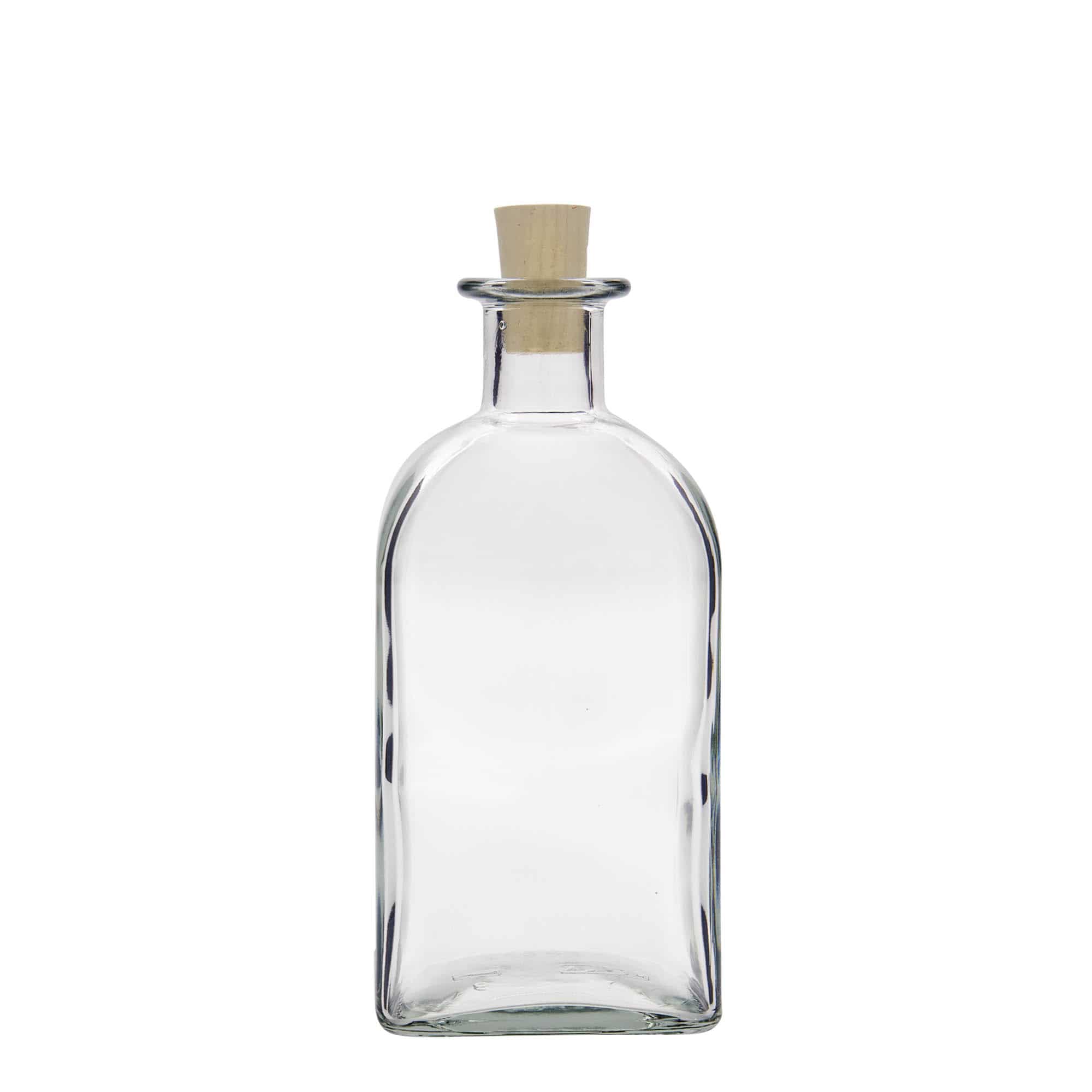 Bouteille en verre apothicaire 'Carré', carrée 500 ml, bouchage: bouchon