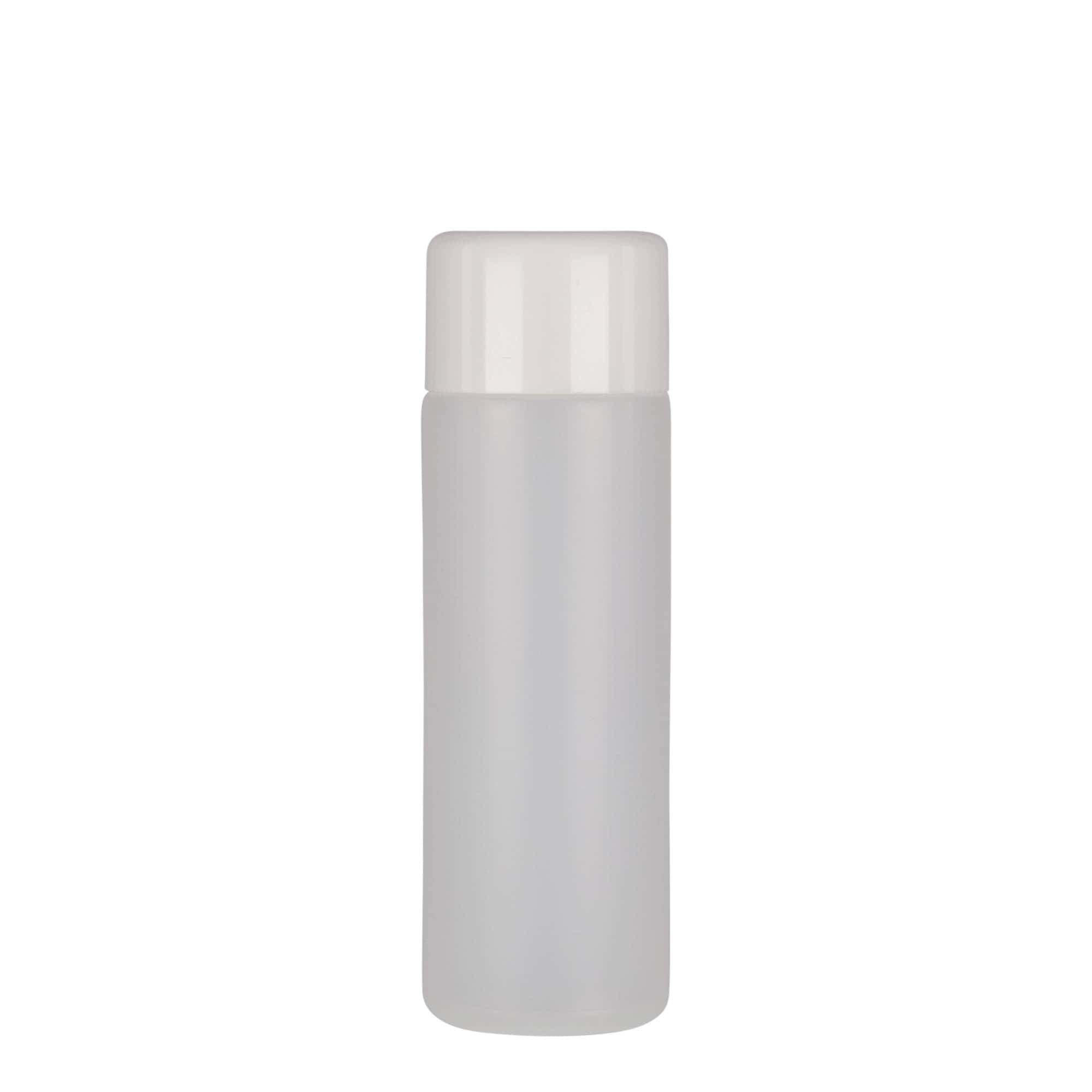 Bouteille ronde 200 ml, plastique PE, nature, bouchage: Bougage à vis