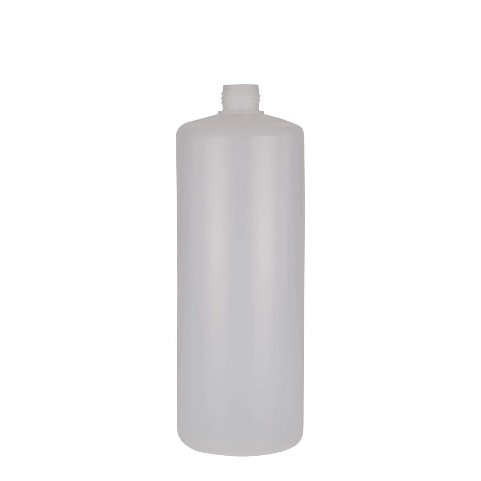 Bouteille ronde 1 000 ml, plastique PE, nature, bouchage: Bougage à vis