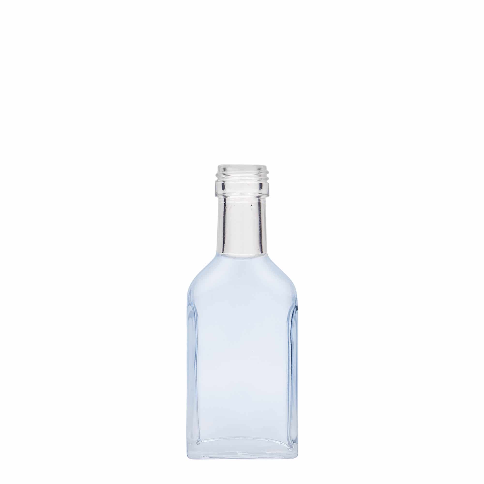 Flasque 40 ml à long cou, rectangulaire, verre, bouchage: PP 22