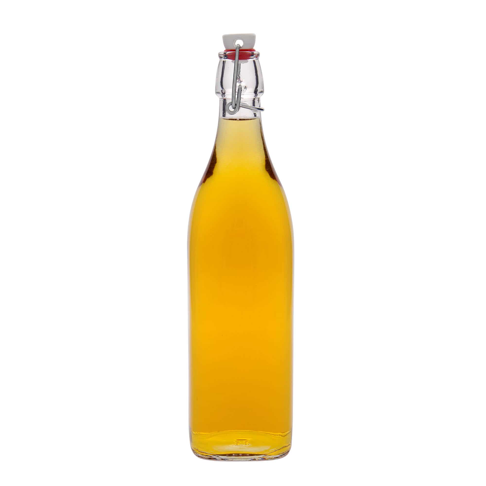 Bouteille en verre 1 000 ml 'Swing', carrée, bouchage: bouchon mécanique