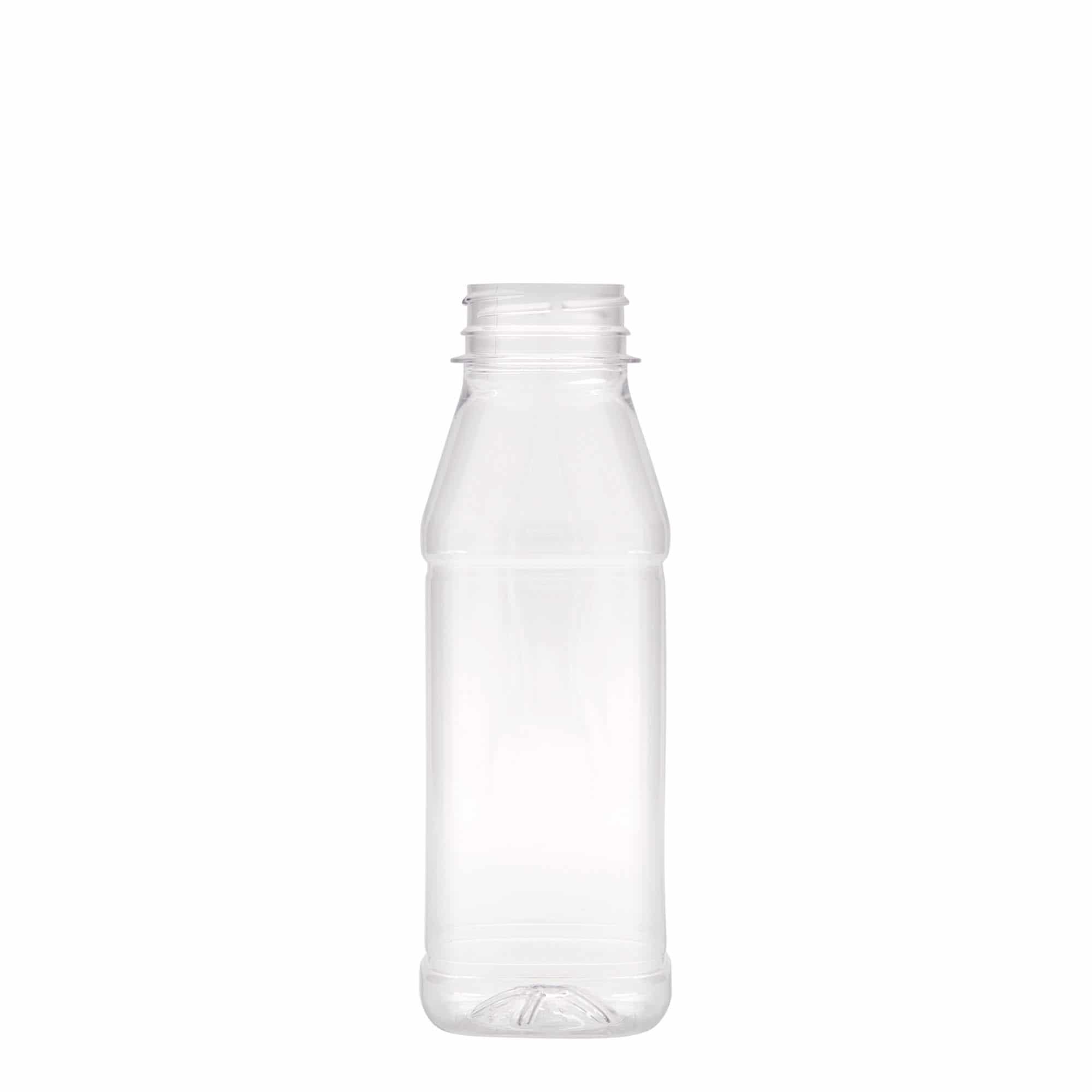 Bouteille en PET 330 ml 'Milk and Juice Carré', carrée, plastique, bouchage: 38 mm