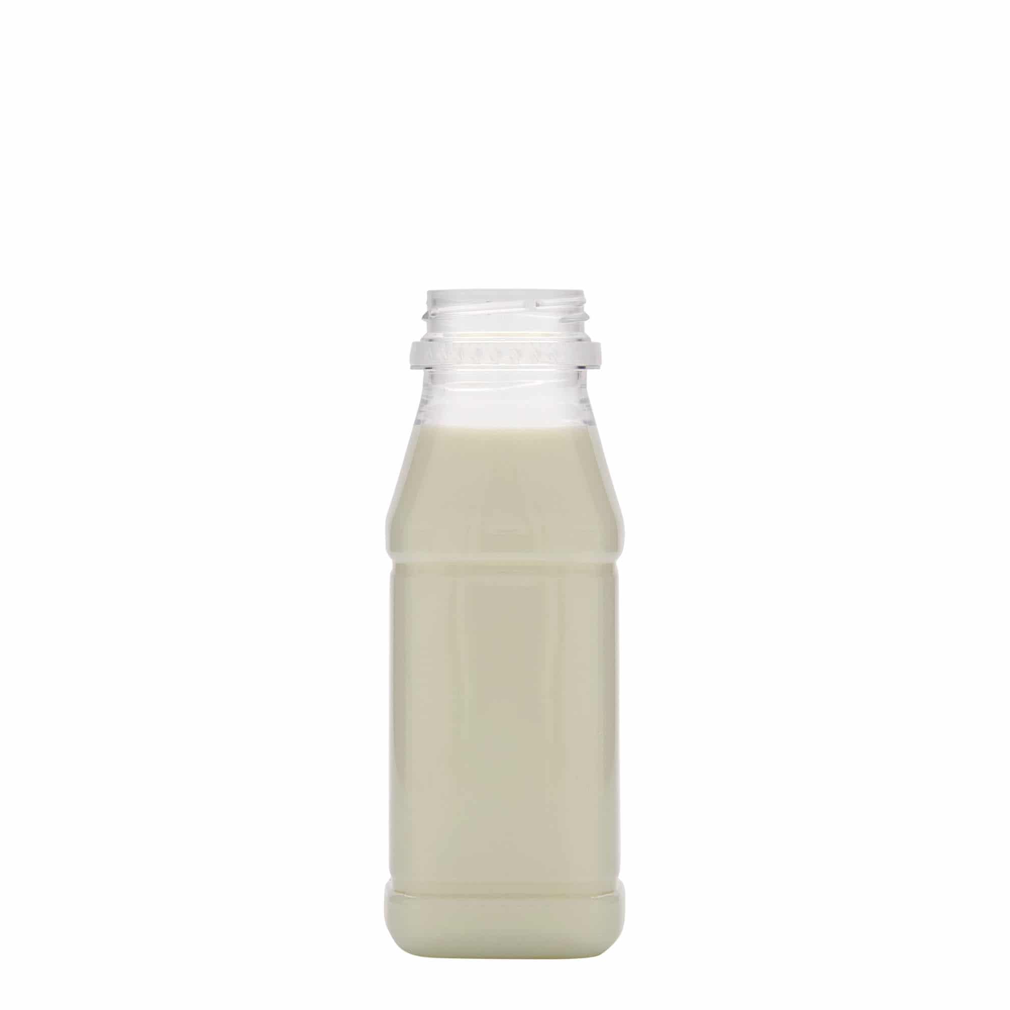 Bouteille en PET 250 ml 'Milk and Juice Carré', carrée, plastique, bouchage: 38 mm