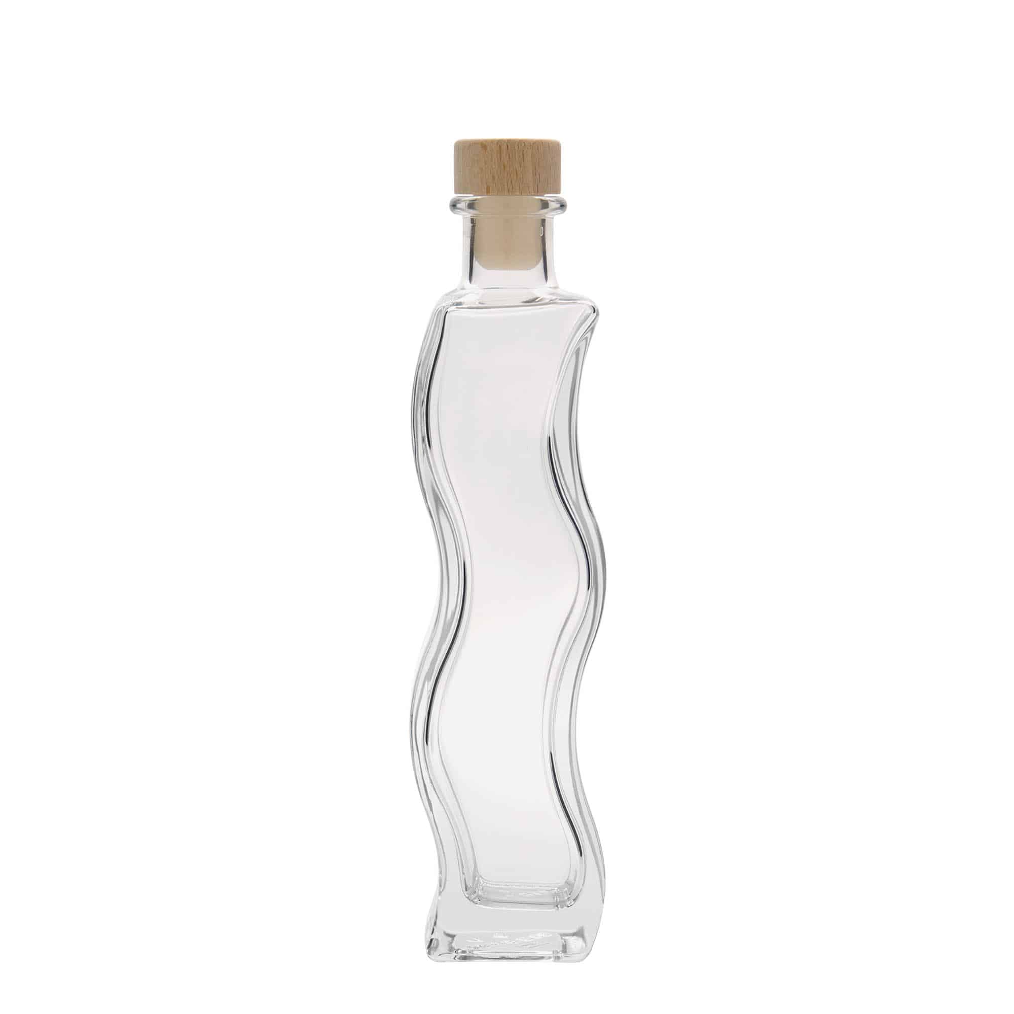 Bouteille en verre 200 ml 'Vague', carrée, bouchage: bouchon