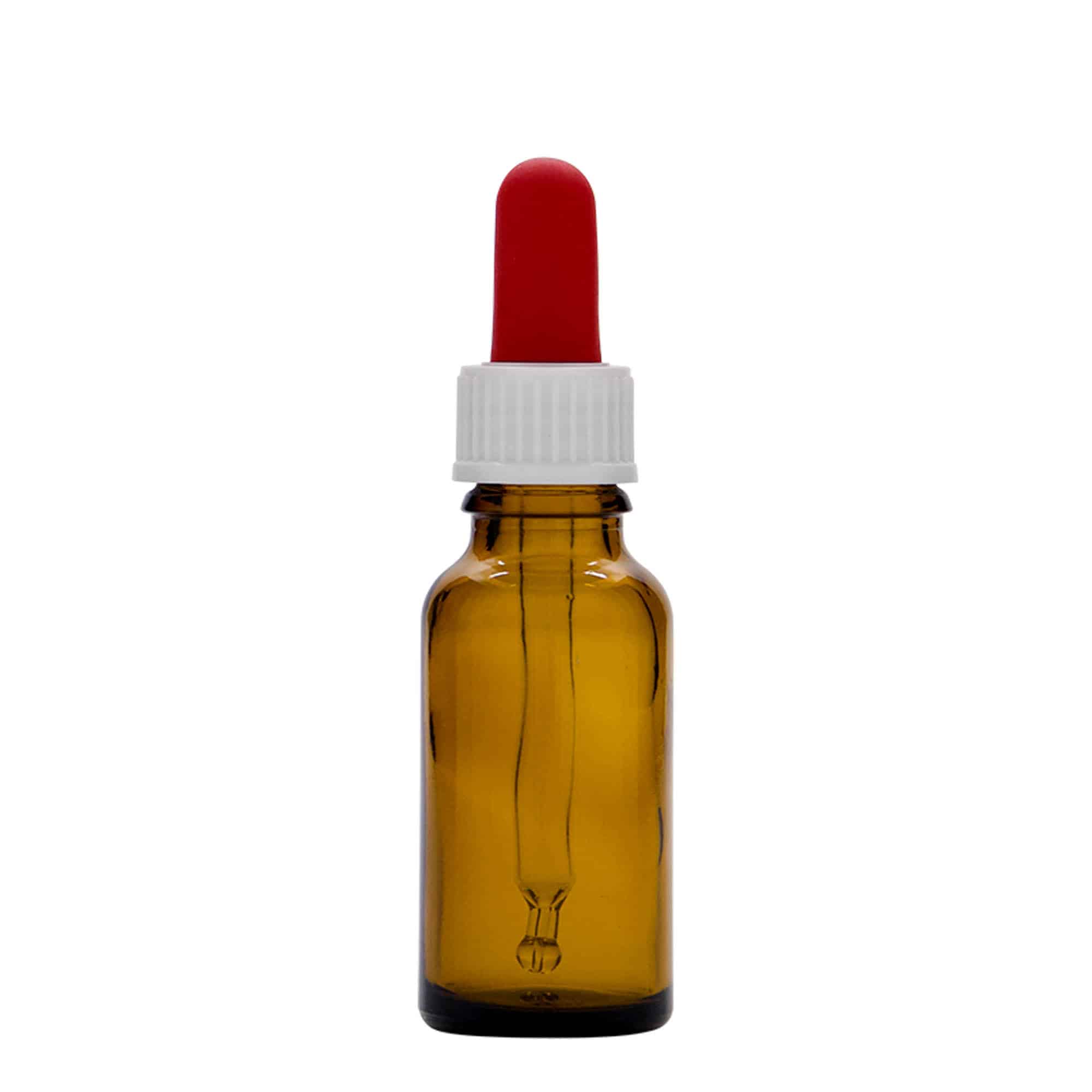 Flacon compte-gouttes médical 20 ml, verre, marron, bouchage: DIN 18