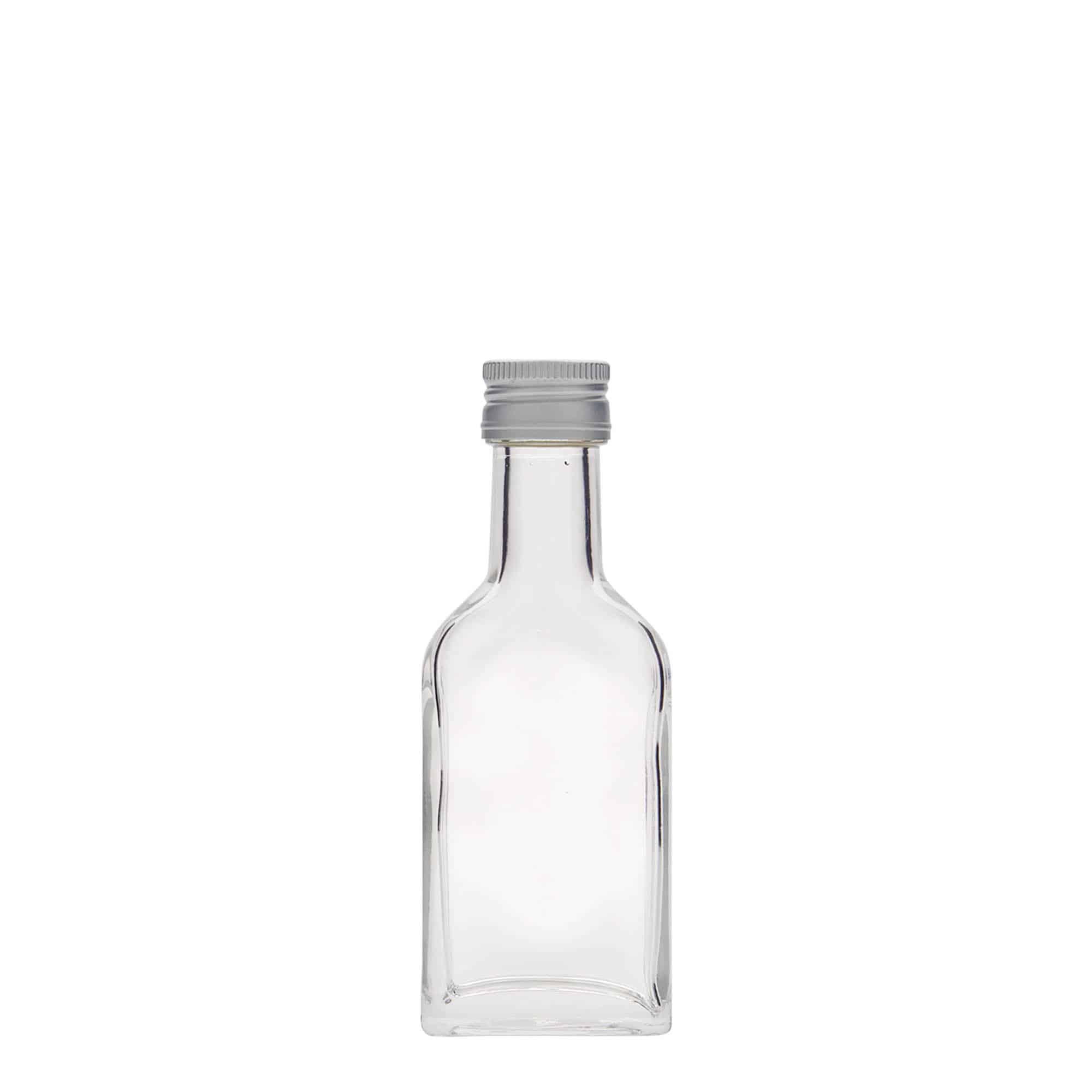 Flasque 40 ml à long cou, rectangulaire, verre, bouchage: PP 22