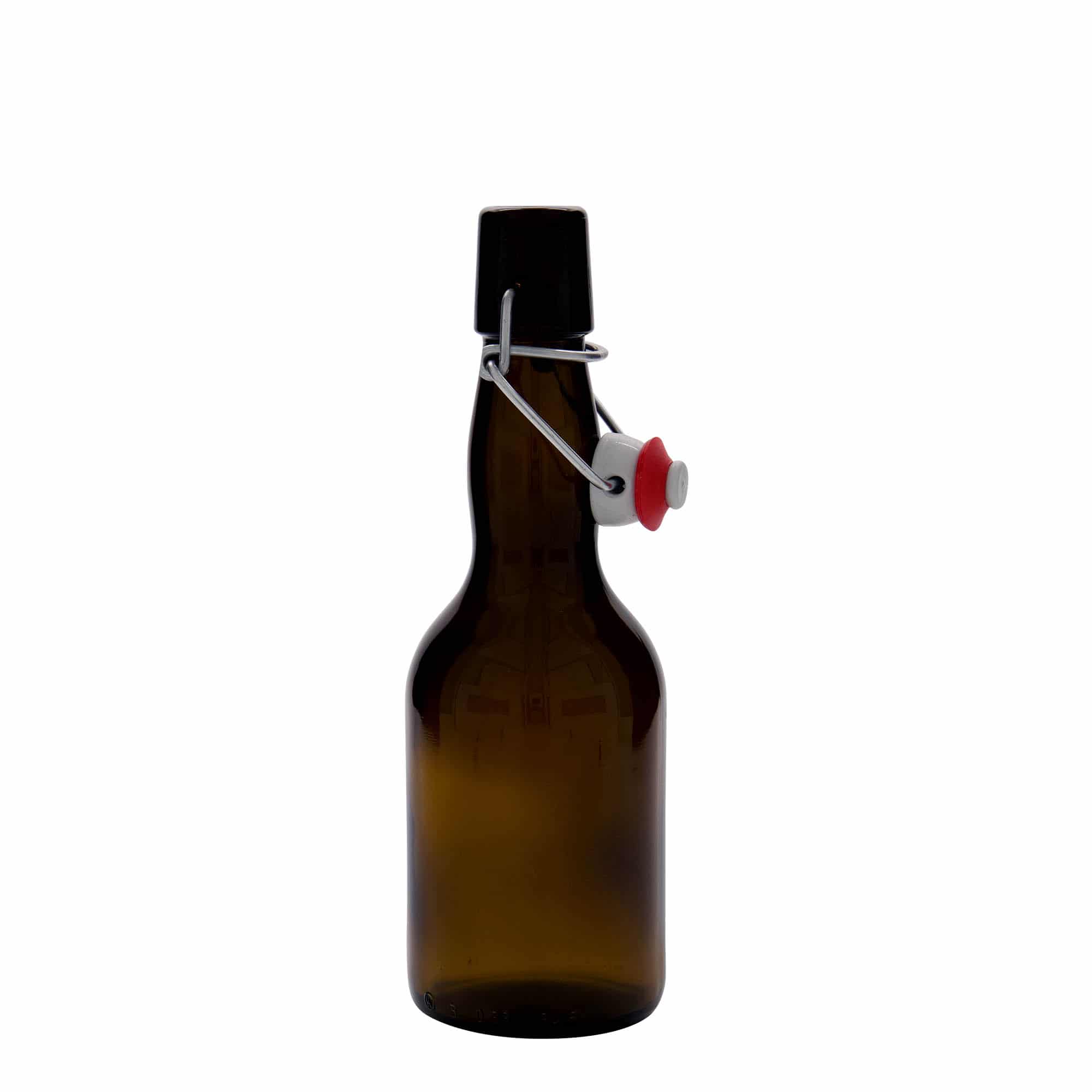Bouteille de bière col large 330 ml, verre, brun, bouchage: bouchon mécanique