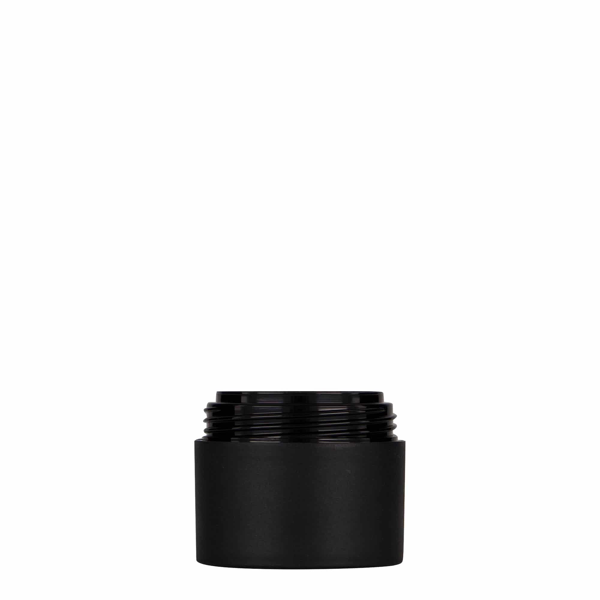 Boîte en plastique 30 ml 'Antonella', PP, noire, bouchage: Bougage à vis