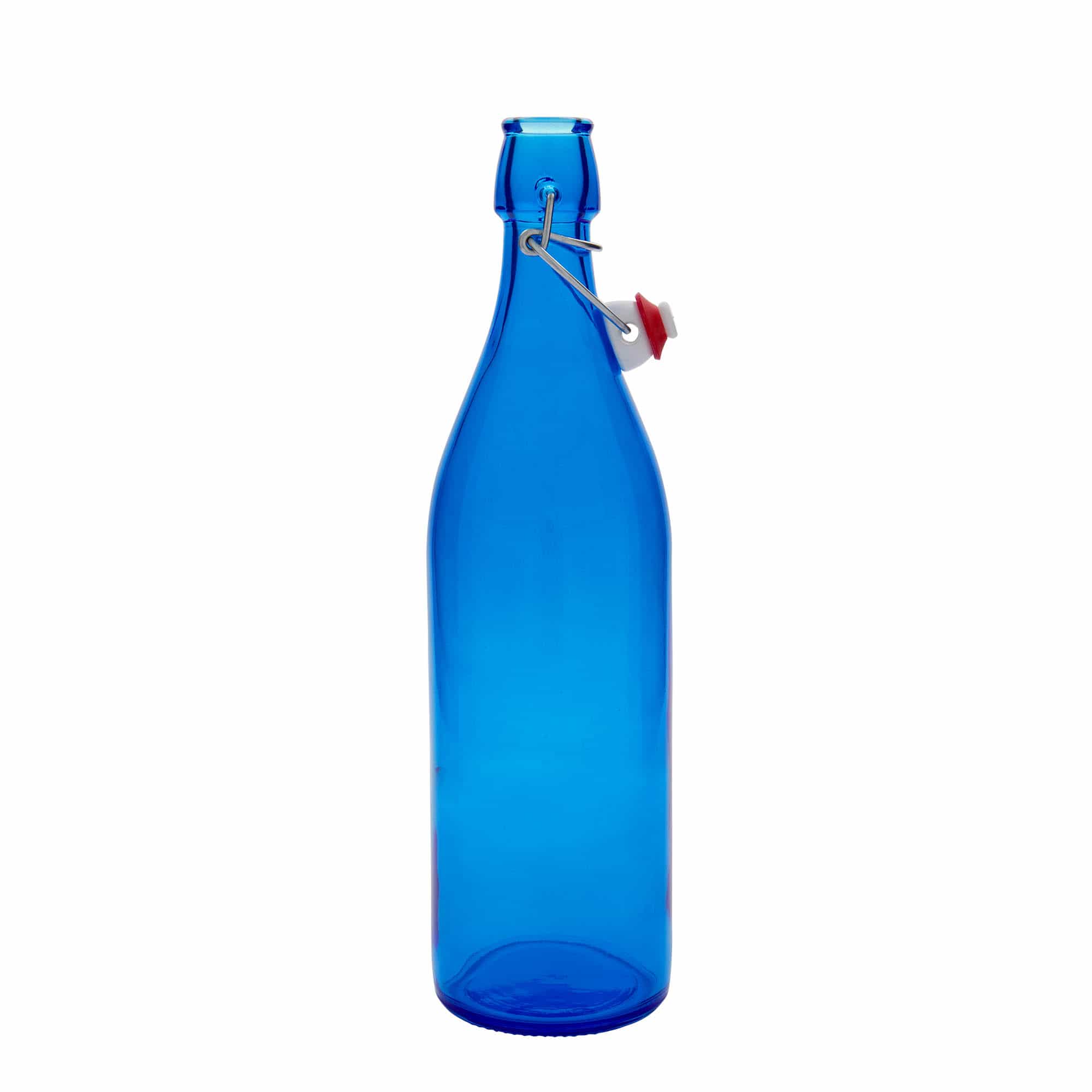 Bouteille en verre 1 000 ml 'Giara', bleue, bouchage: bouchon mécanique