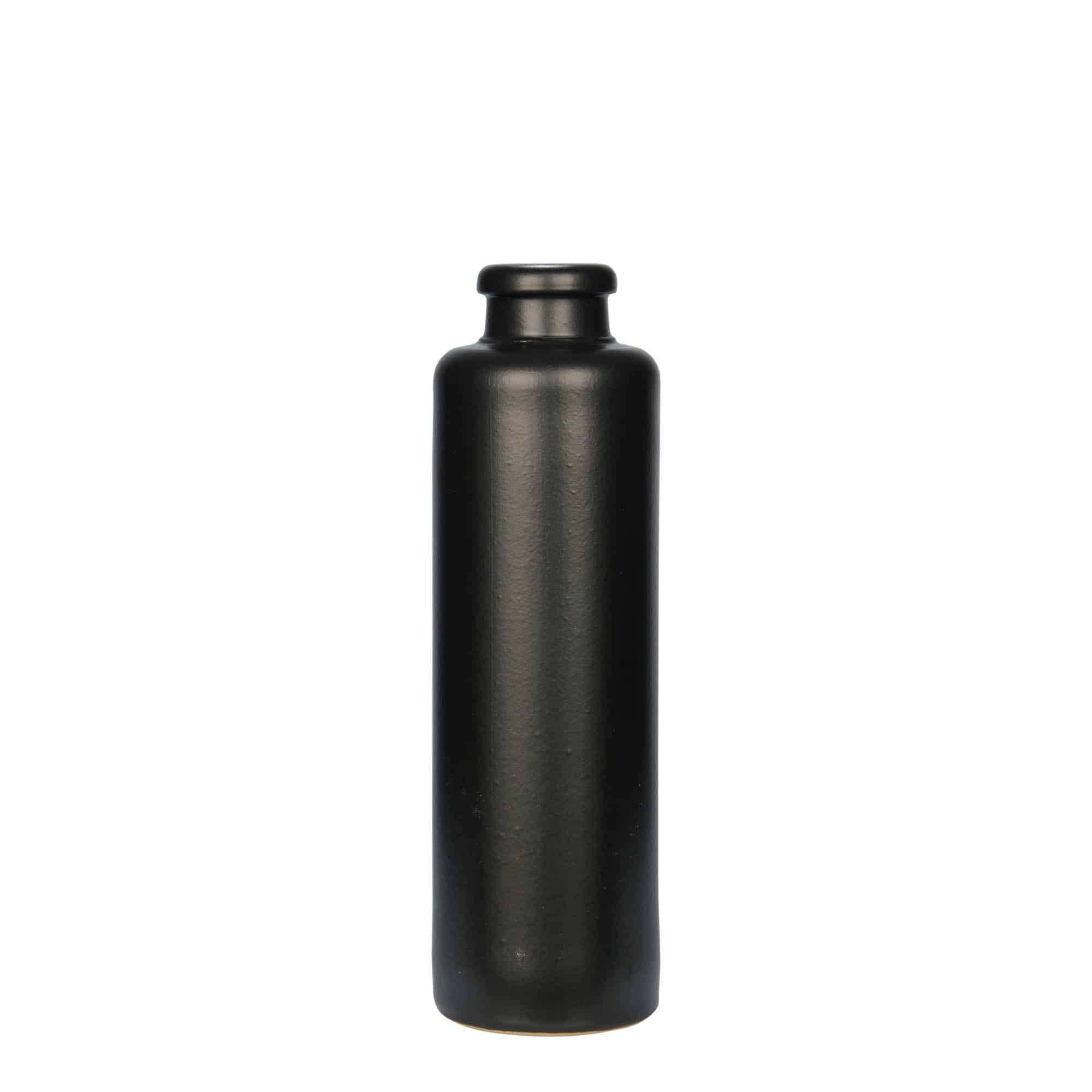 Chope en terre cuite 200 ml, grès, noir, bouchage: bouchon