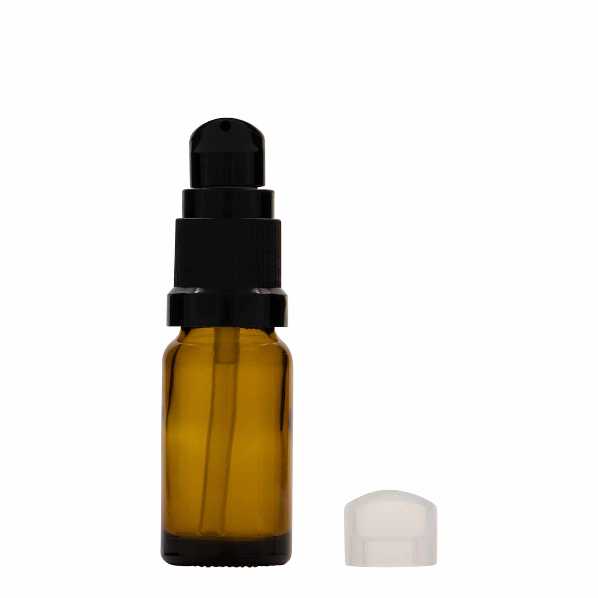 Flacon pharmaceutique 10 ml avec pompe de lotion, verre, brun, bouchage: DIN 18