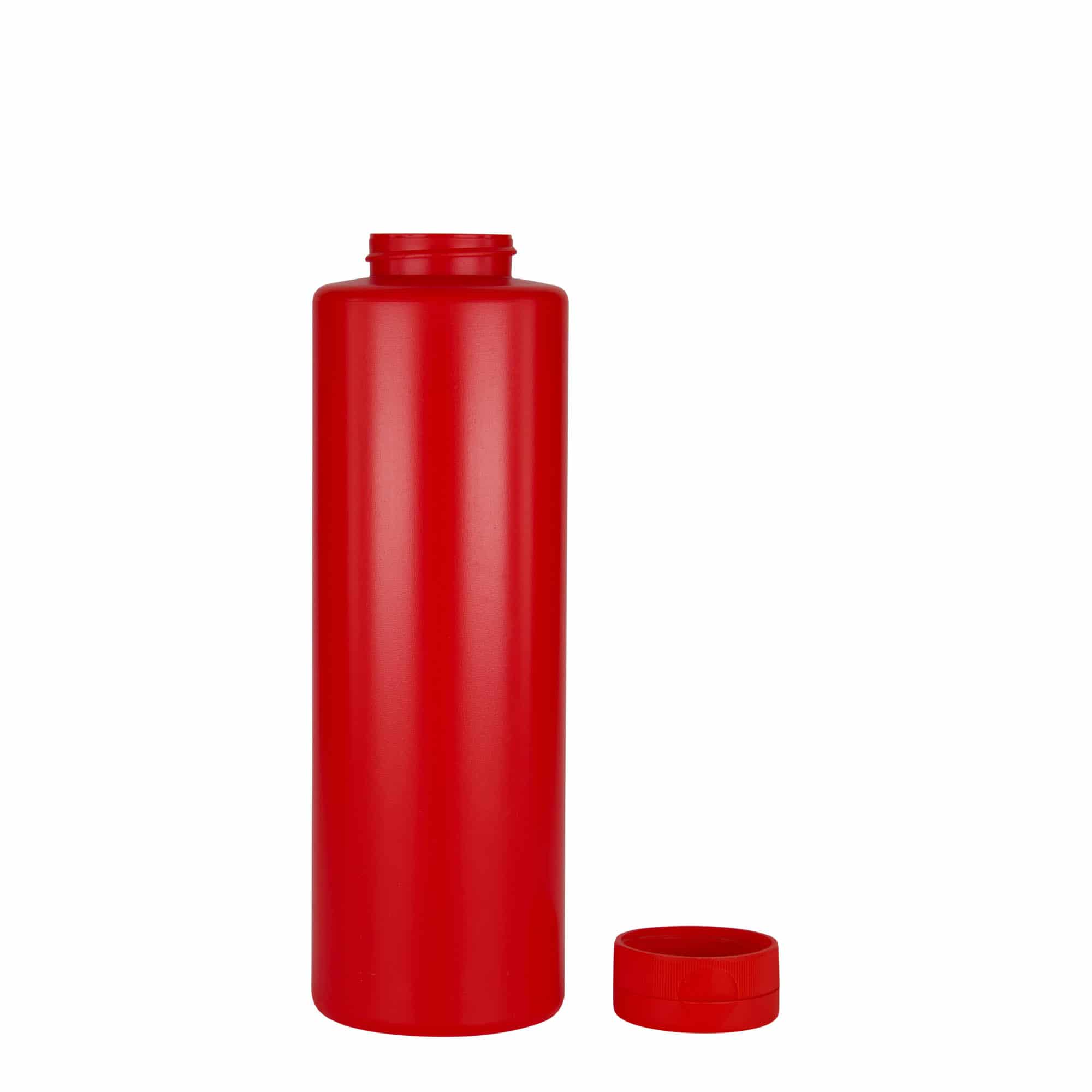 Flacon à sauce 500 ml , plastique LDPE, rouge, bouchage: GPI 38/400