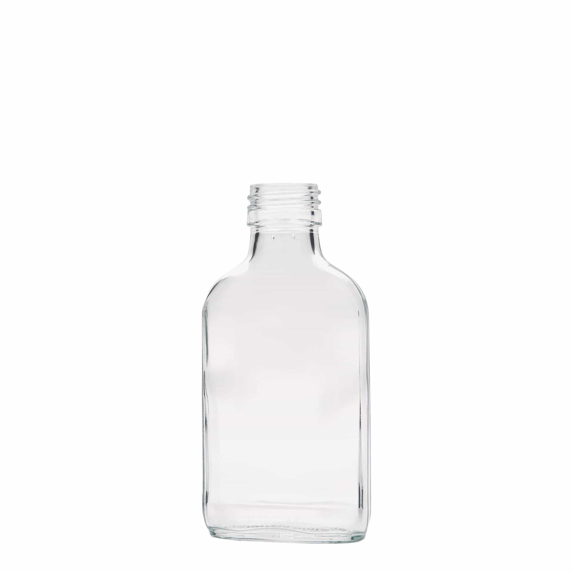 Flasque 100 ml, rectangulaire, verre, bouchage: PP 28