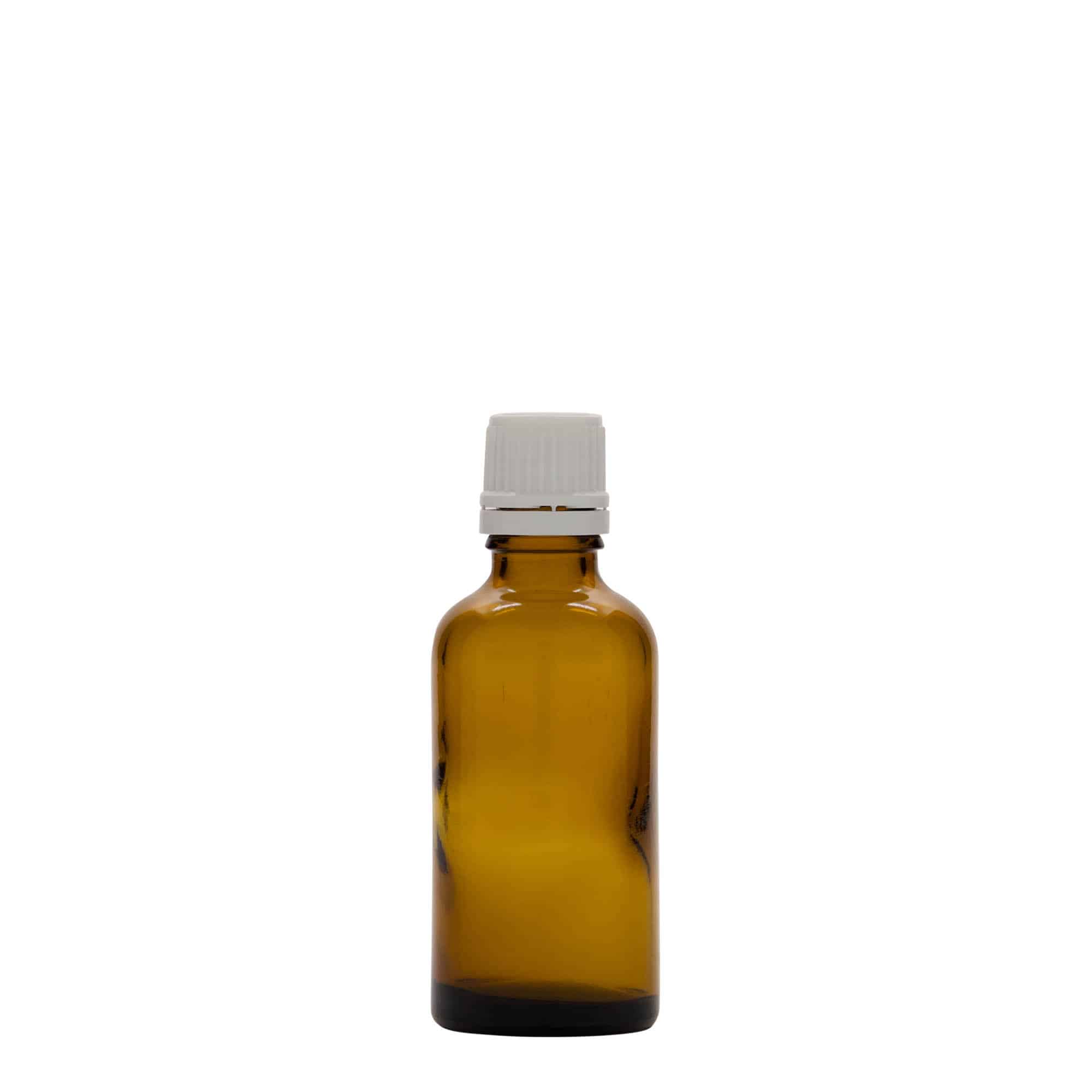 Flacon pharmaceutique 50 ml, verre, brun, bouchage: DIN 18