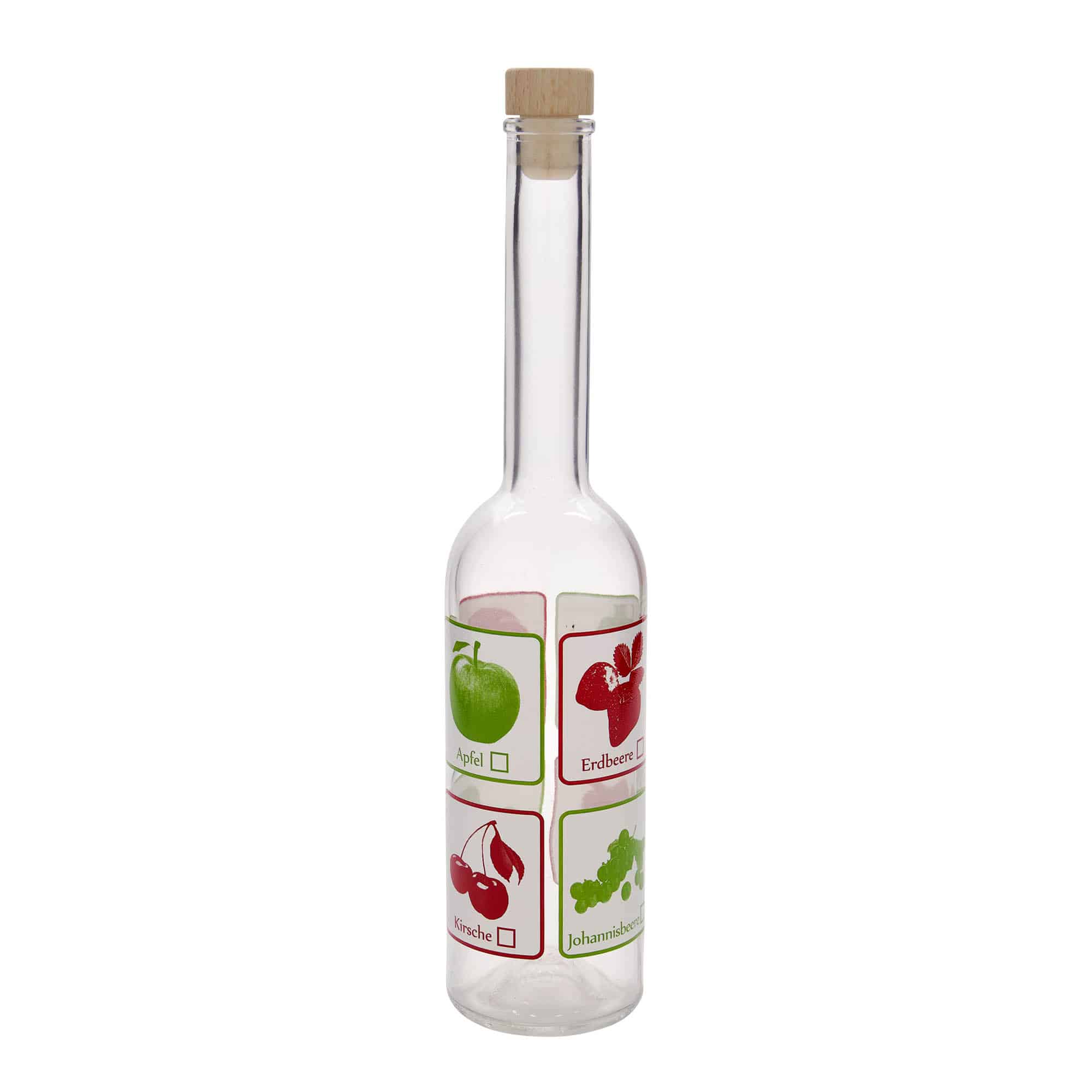 Bouteille en verre 500 ml 'Opera', motif : fruits, bouchage: bouchon